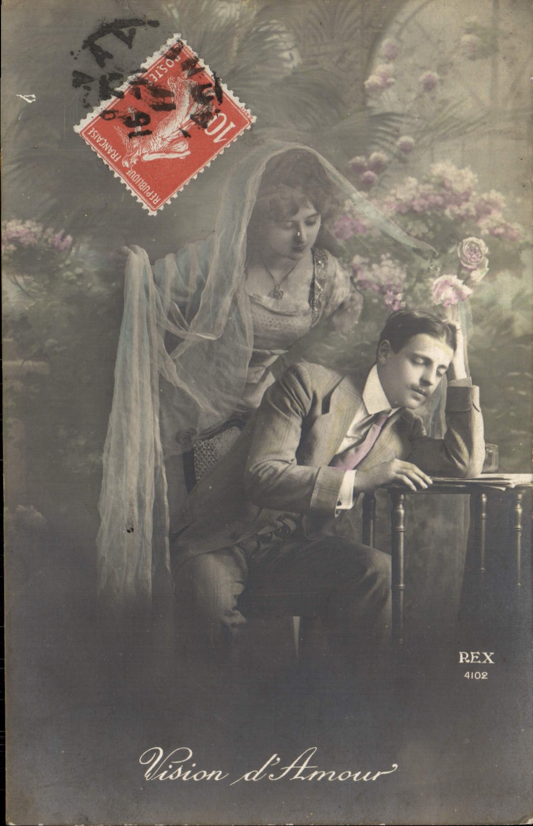 CPA Fantaisie Femme Homme Vision d'amour