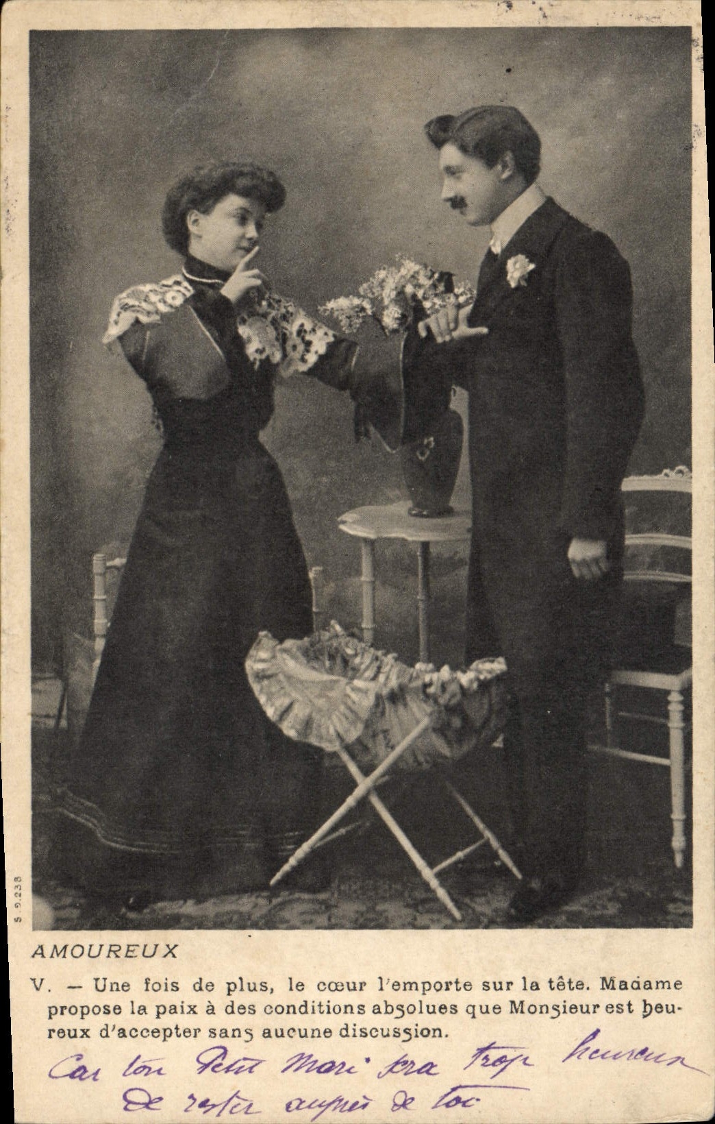 VINTAGE POSTCARD Fantasy Woman In love