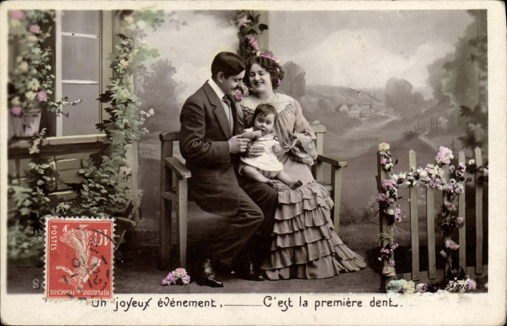 VINTAGE POSTCARD Fantasy Child wife Baby