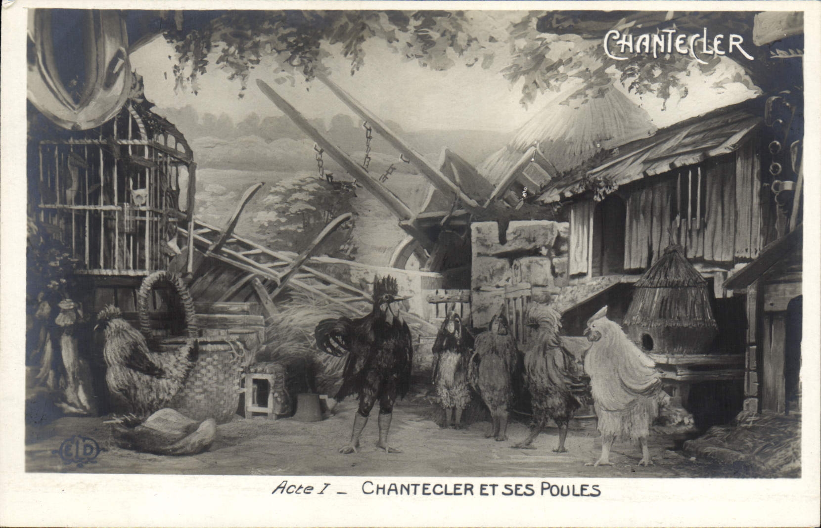 CPA Fantaisie Chantecler et ses poules Coq Poules