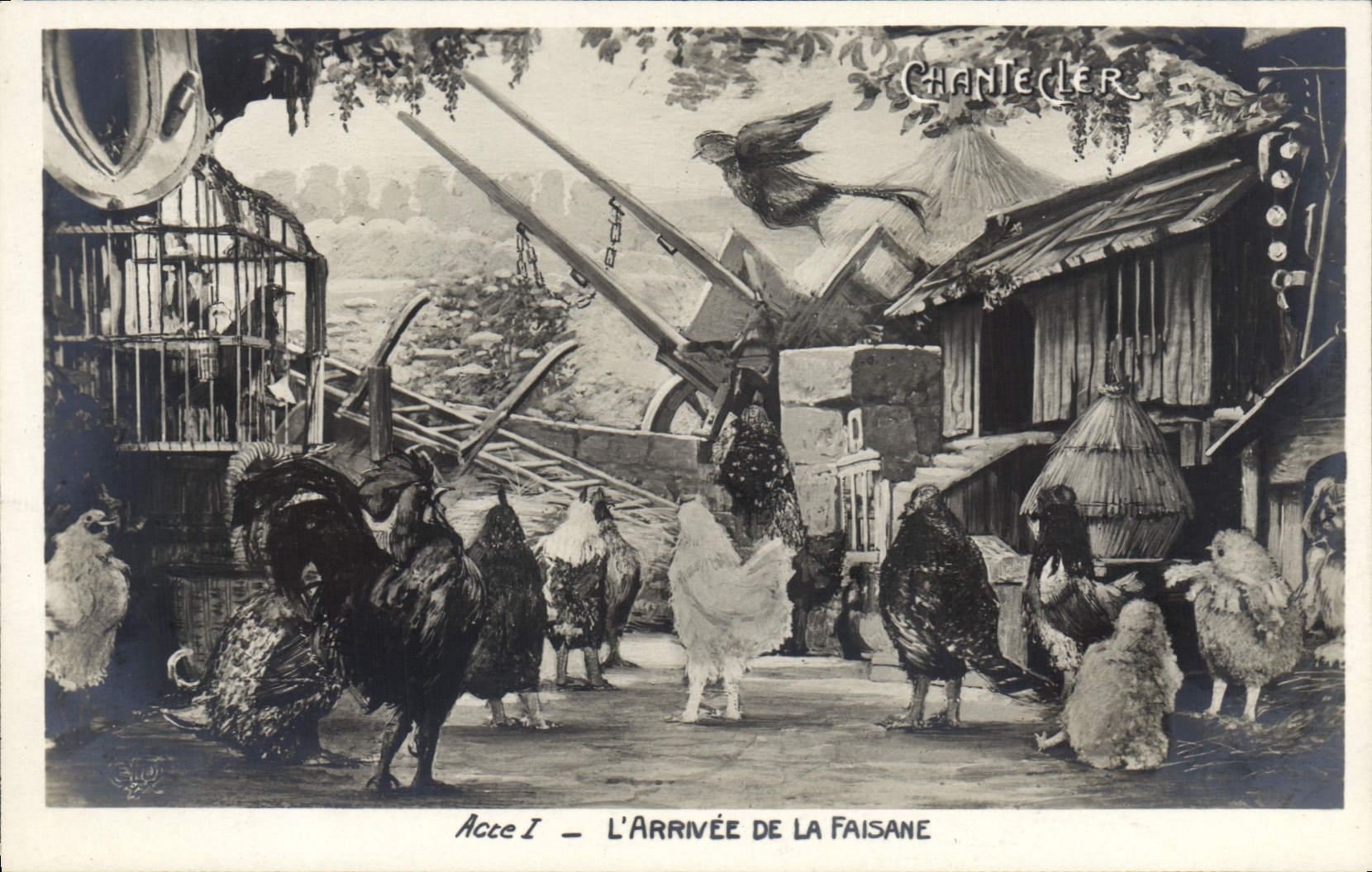 CPA Fantaisie Chantecler L'arrivee de la faisane Coq Poules