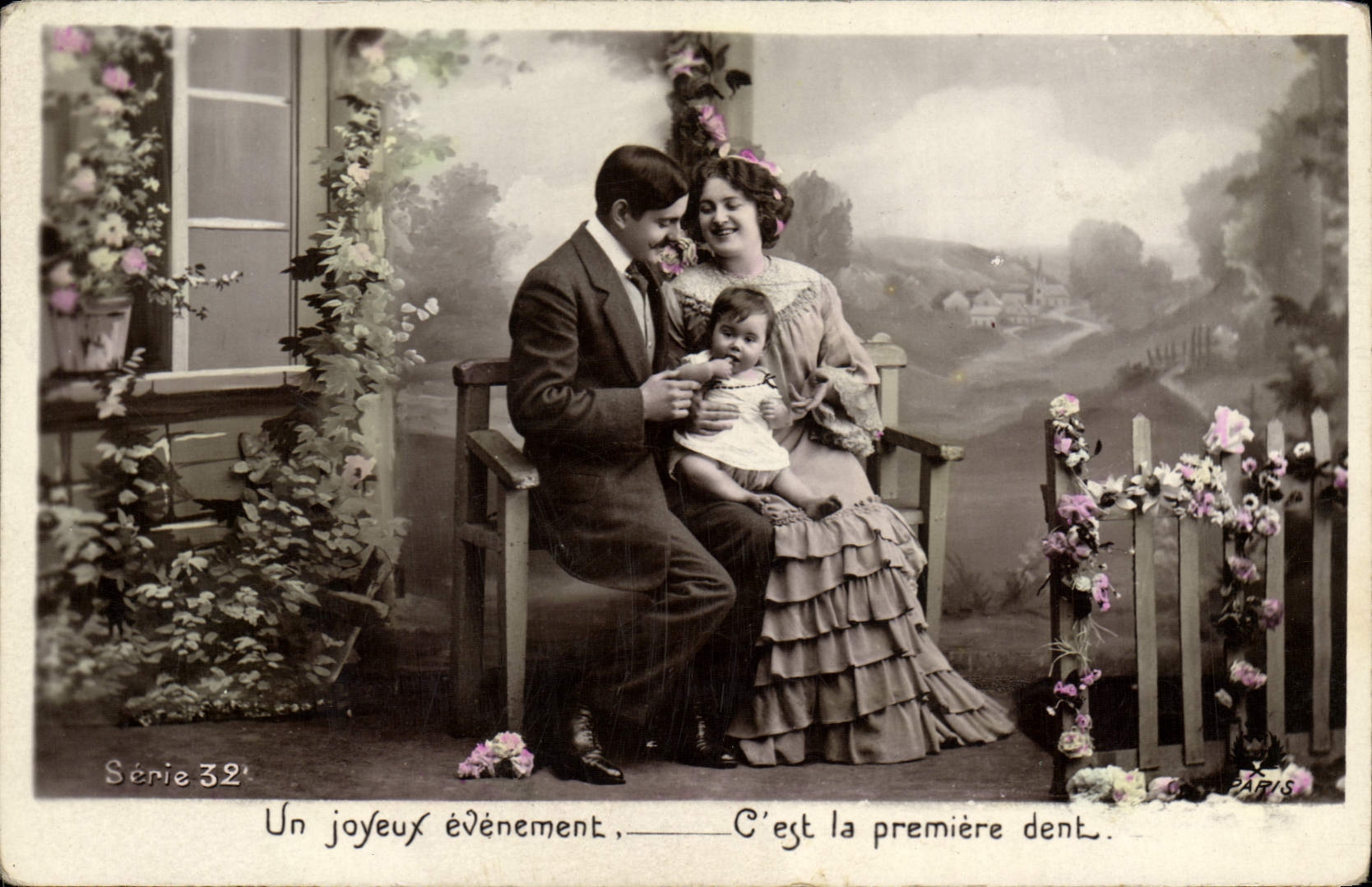 VINTAGE POSTCARD Fantasy Child wife Baby