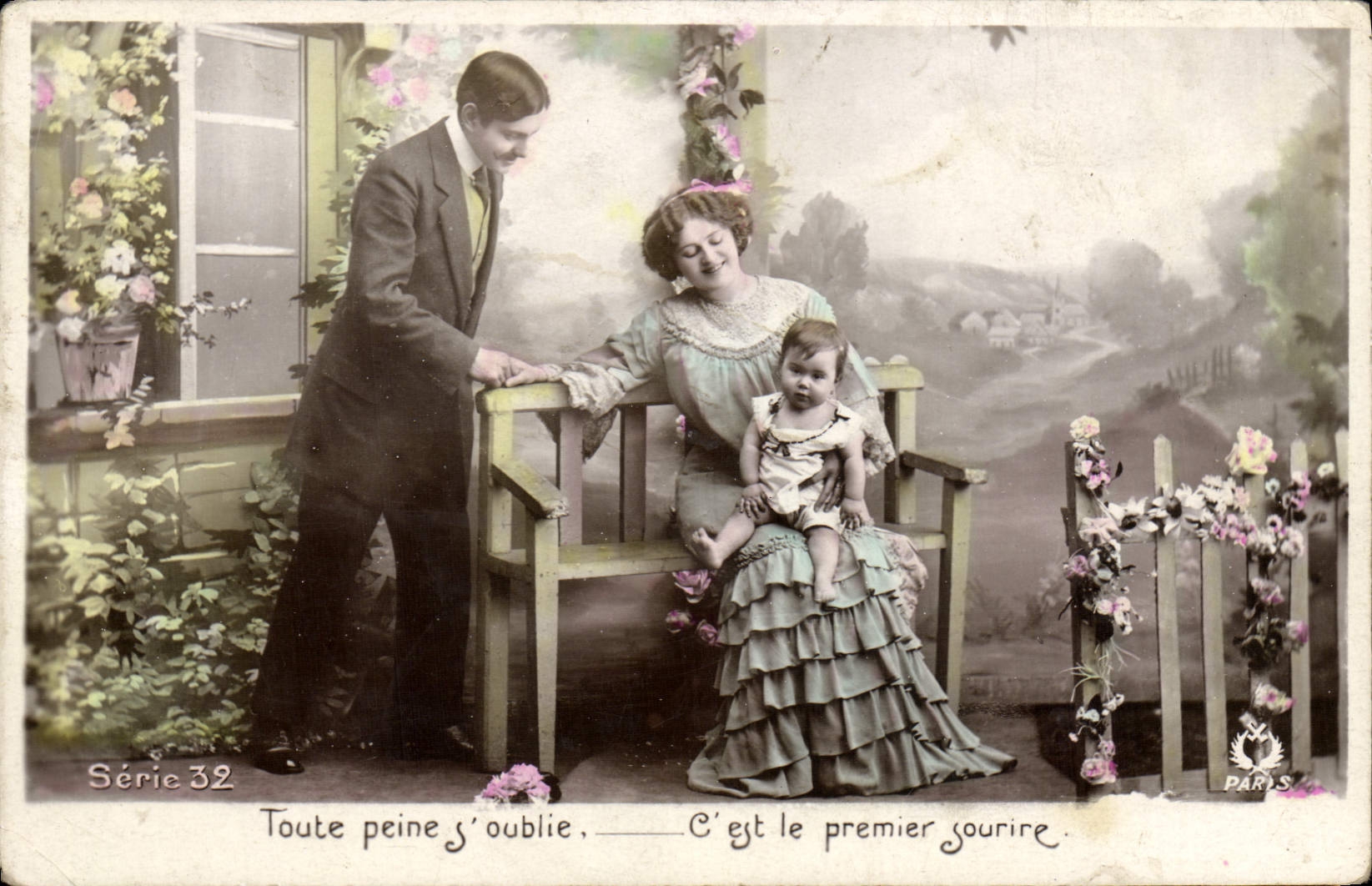 VINTAGE POSTCARD Fantasy Child wife Baby