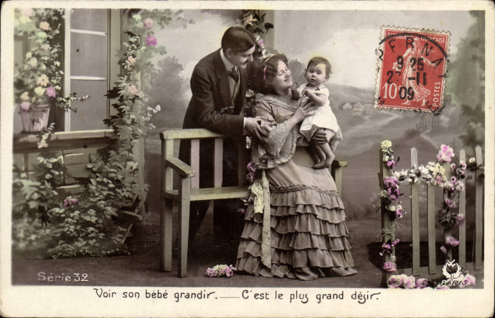 VINTAGE POSTCARD Fantasy Child wife Baby