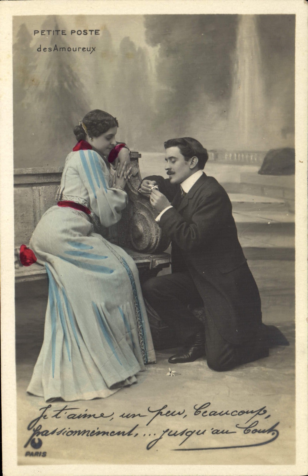 CPA Fantaisie Femme Petite poste des amoureux