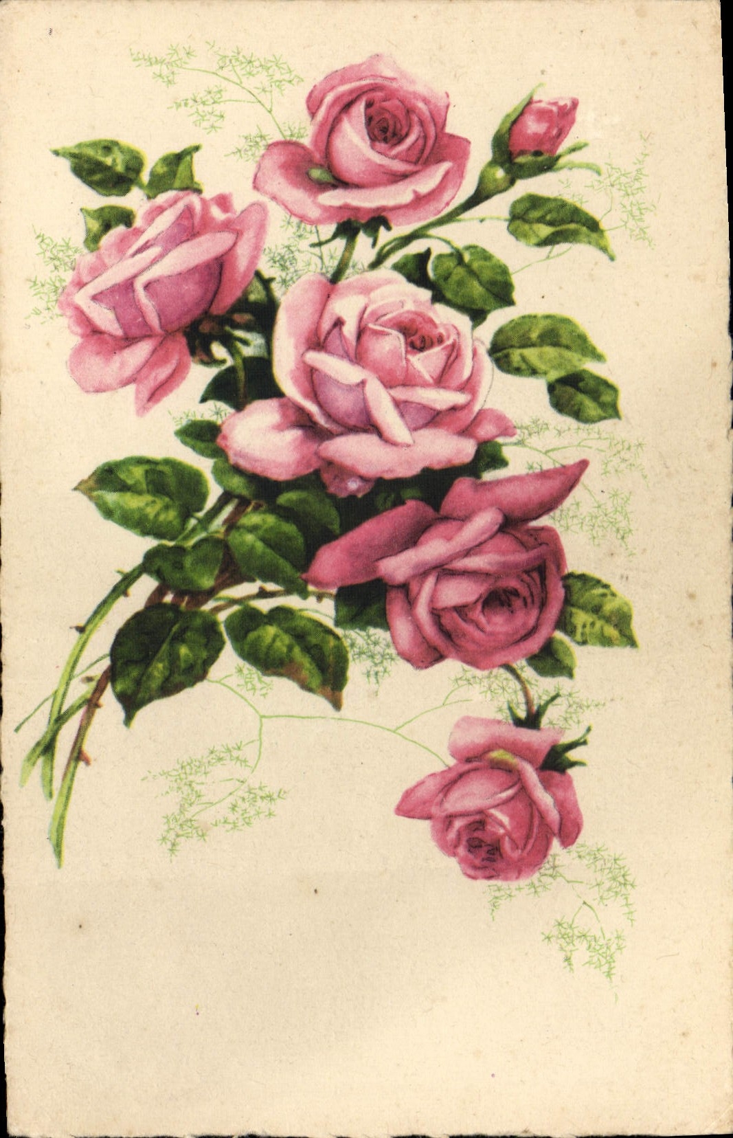 Flores de la fantasía de la POSTAL de la VENDIMIA