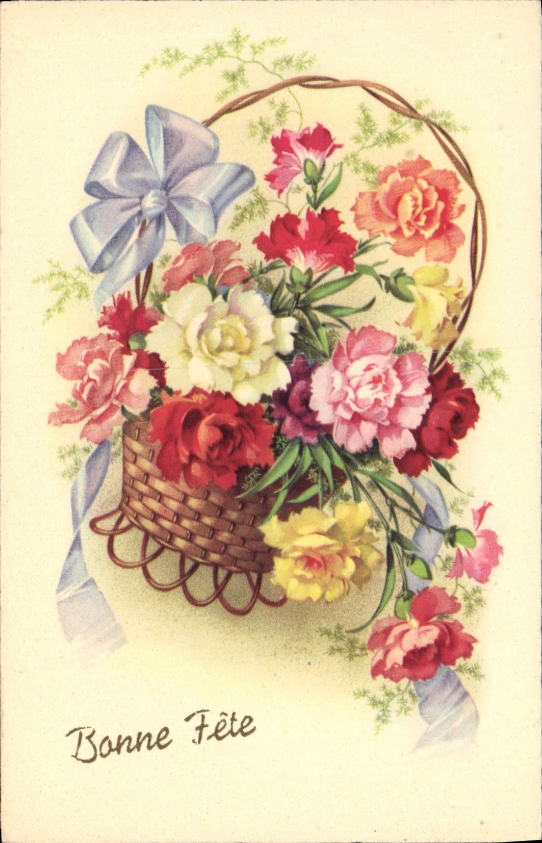 Flores de la fantasía de la POSTAL de la VENDIMIA