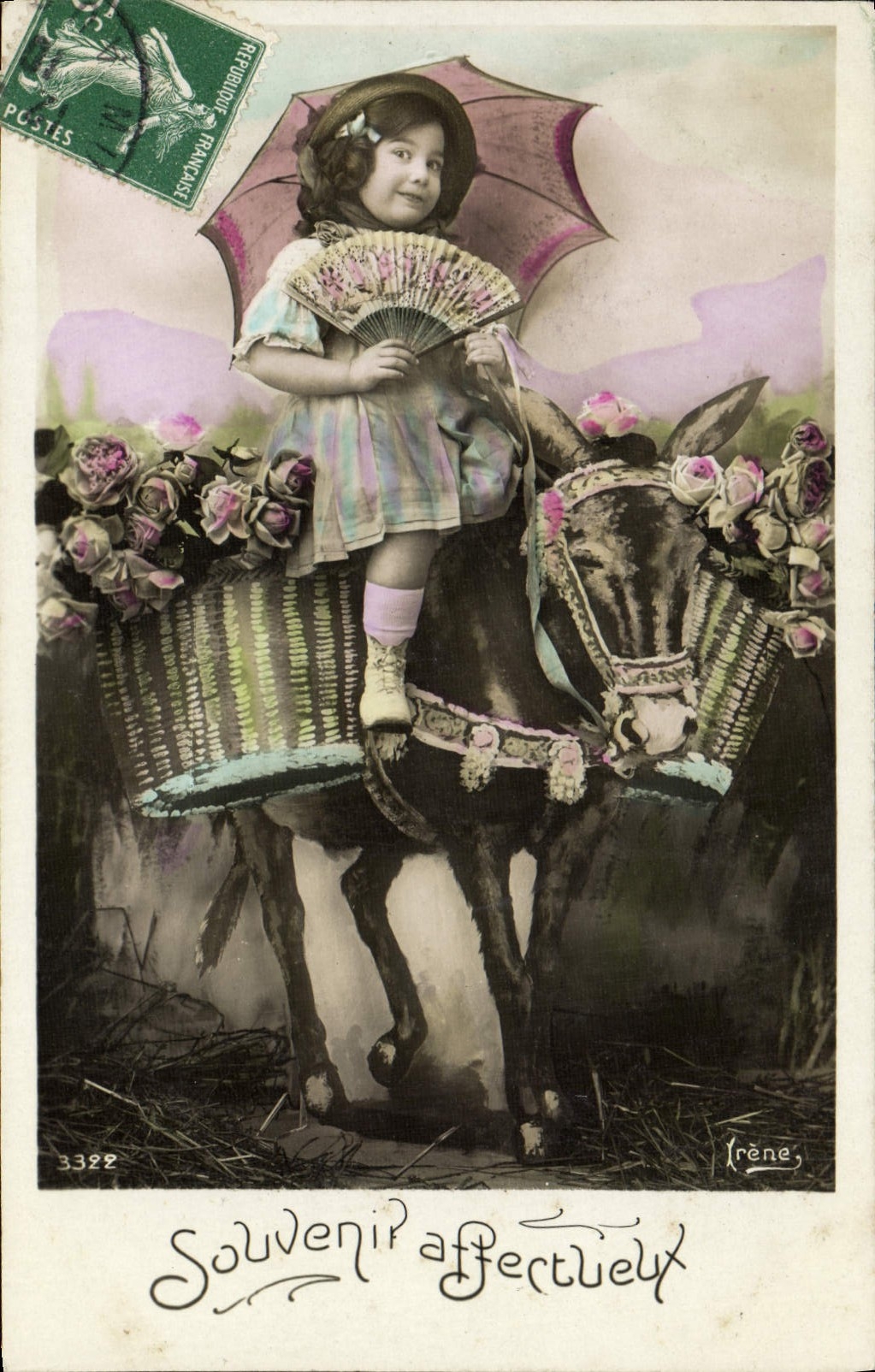 CPA Fantaisie Enfant Ane Mule 