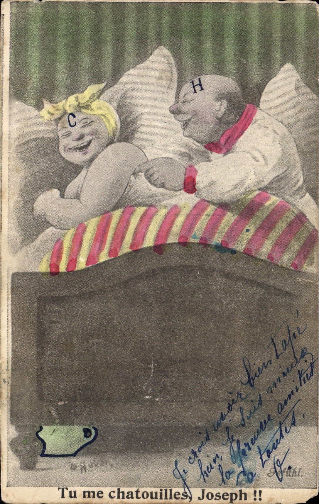 CPA Fantaisie Femme Tu me chatouilles Joseph 