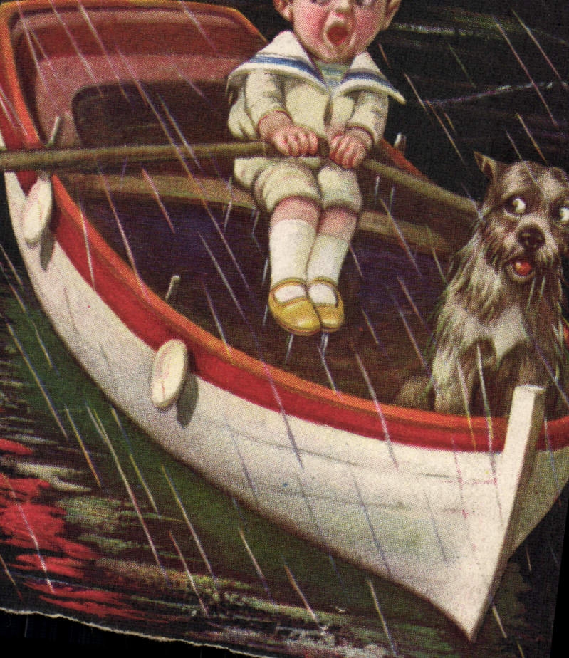 VINTAGE POSTCARD Fantasy Child Dog