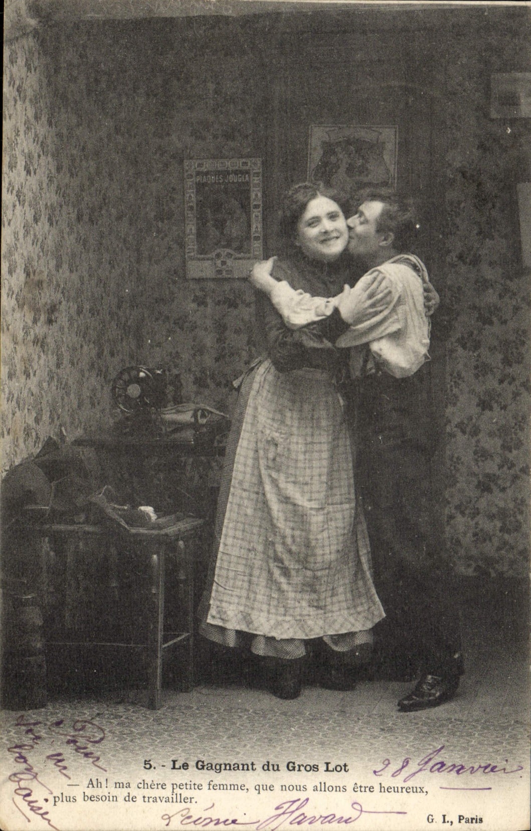 VINTAGE POSTCARD Fantasy Woman gaining It of the first prize Lottery