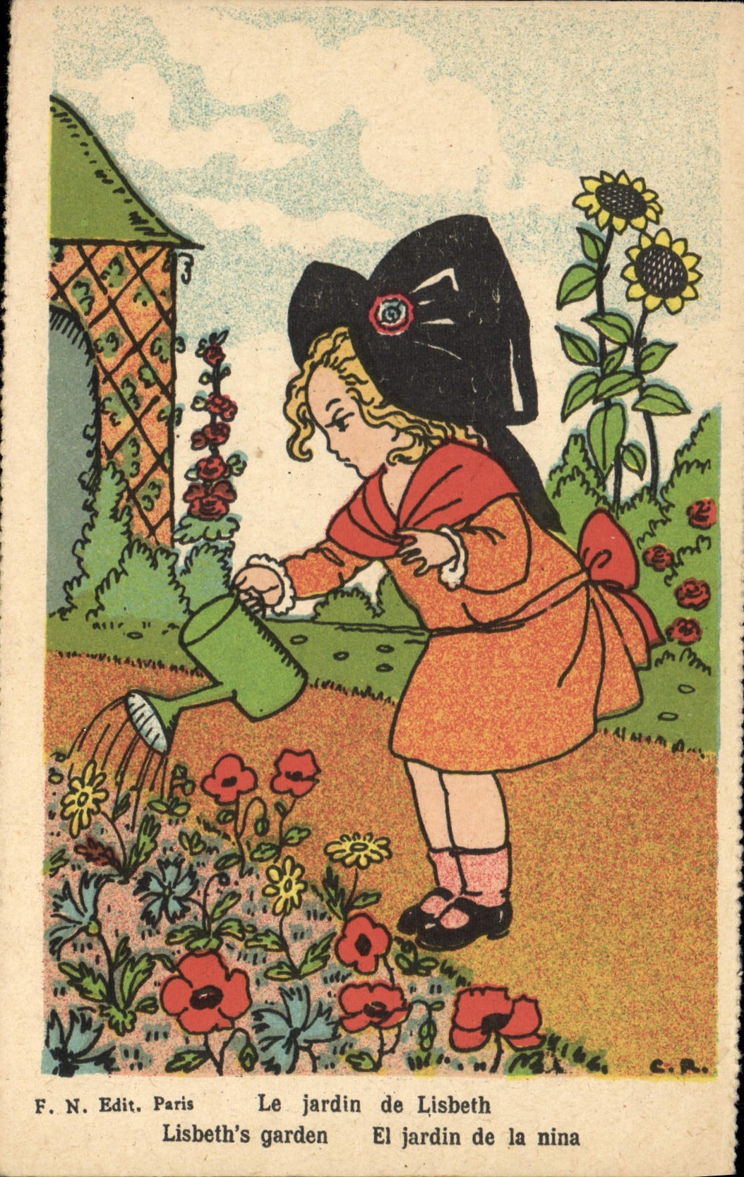 CPA Fantaisie Enfant Alsace Le jardin de Lisbeth