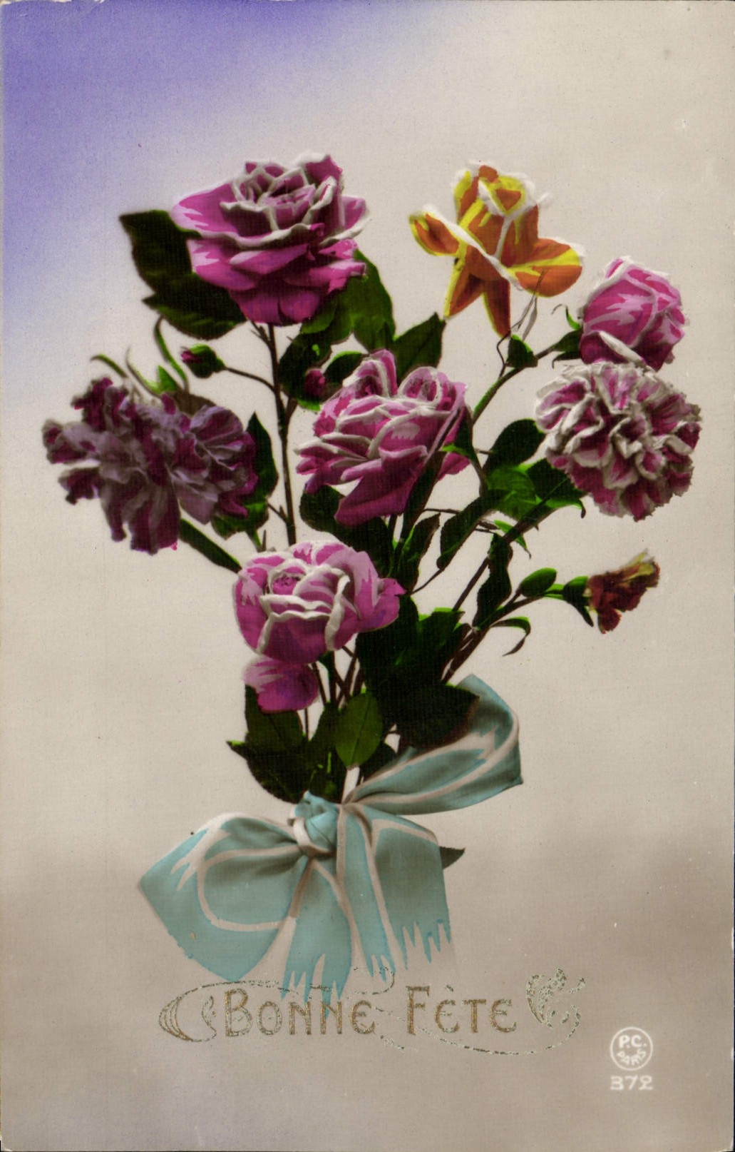 Flores de la fantasía de la POSTAL de la VENDIMIA