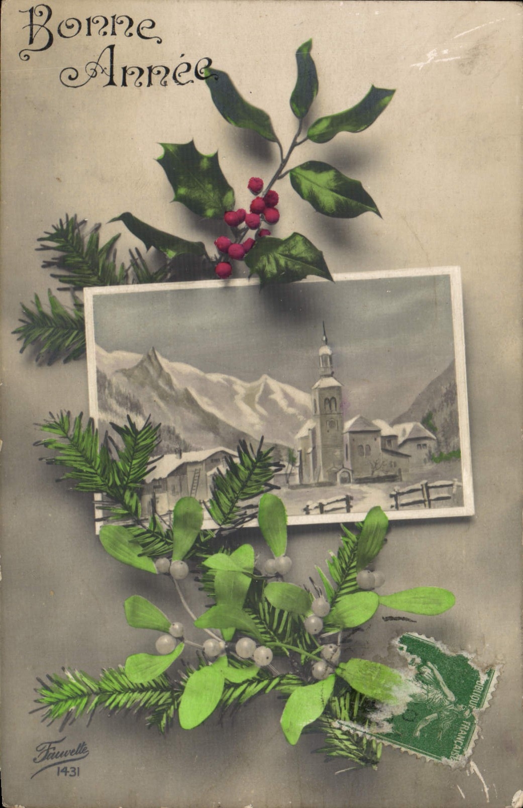 VINTAGE POSTCARD Fantasy Bonen year