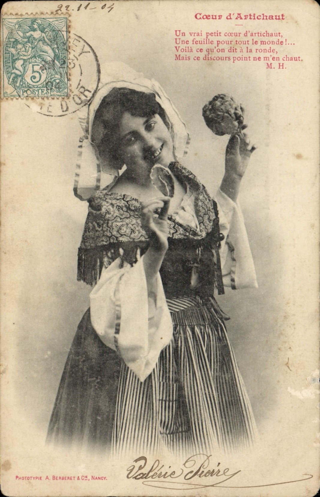 CPA Fantaisie Femme Coeur d'artichaud