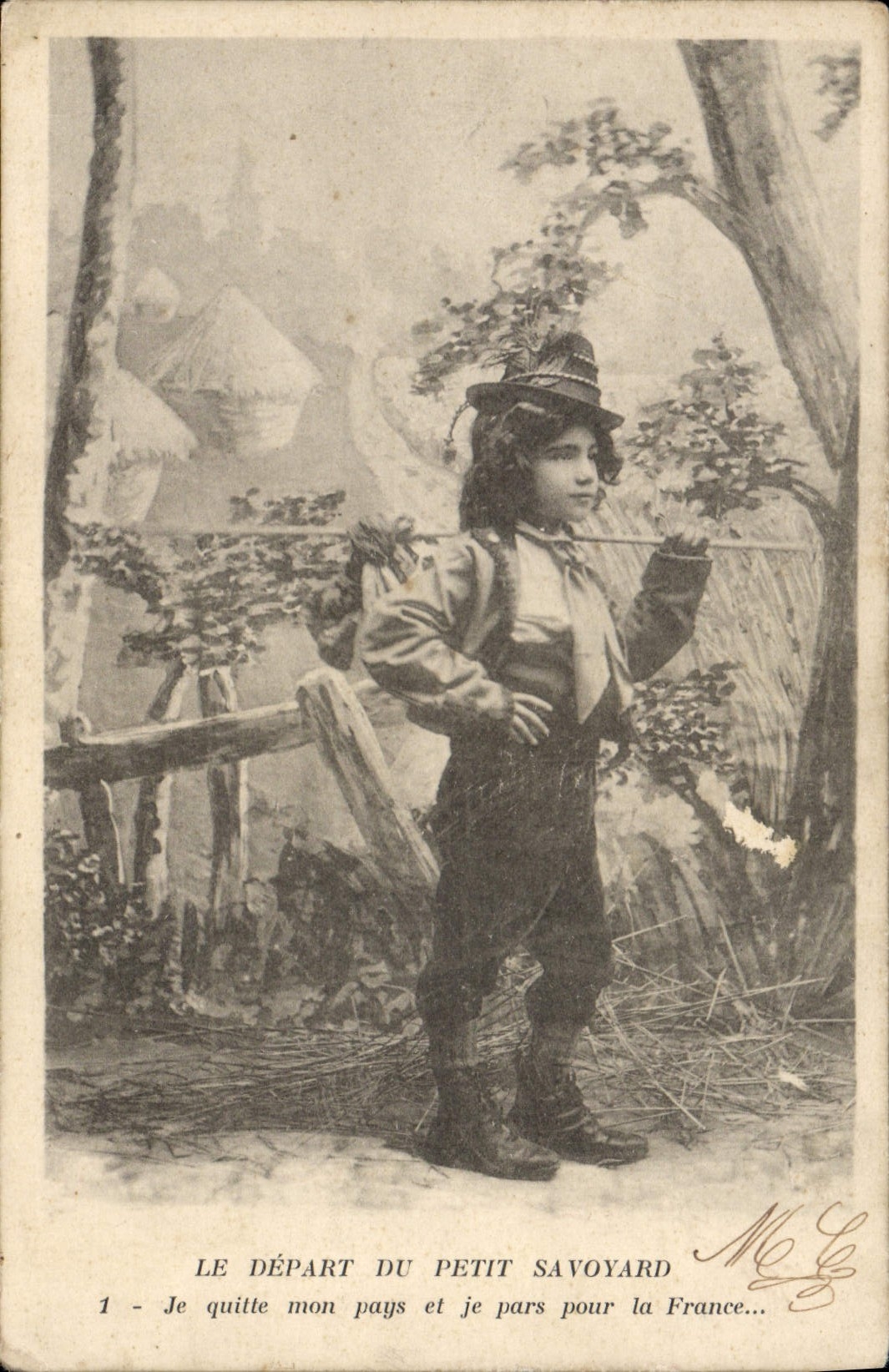 CPA Fantaisie Enfant Le depart du petit savoyard