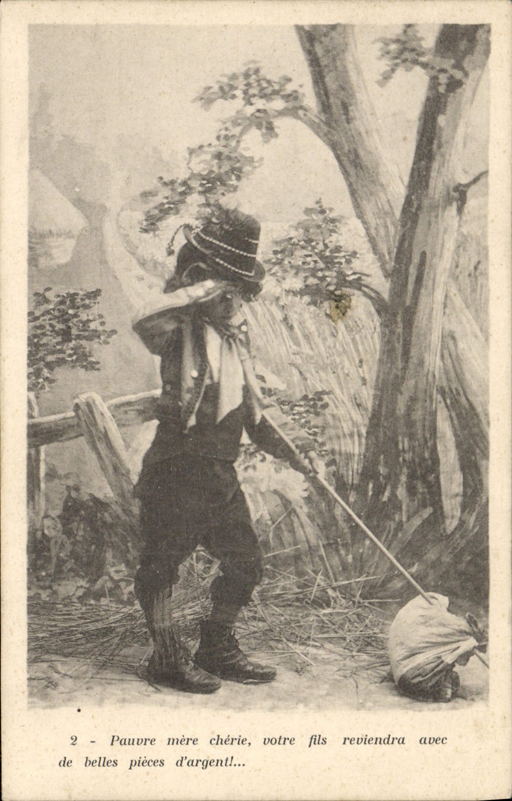 CPA Fantaisie Enfant Le depart du petit savoyard