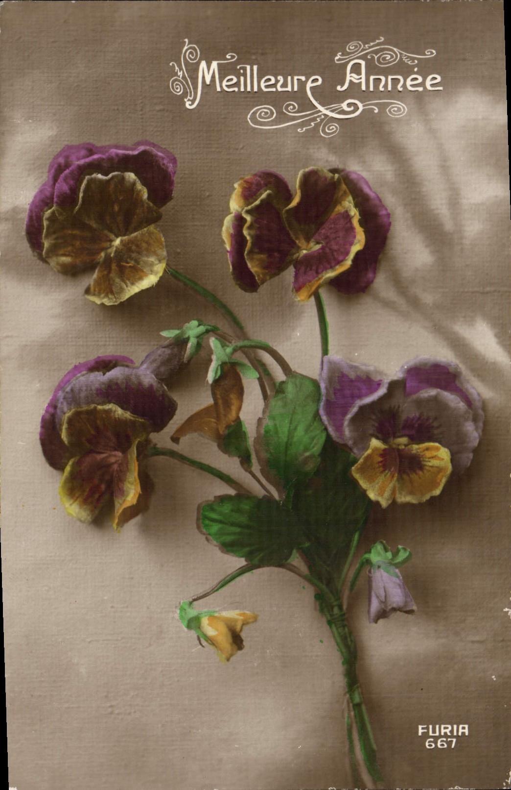 Flores de la fantasía de la POSTAL de la VENDIMIA