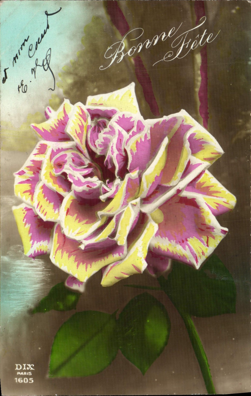 Flores de la fantasía de la POSTAL de la VENDIMIA