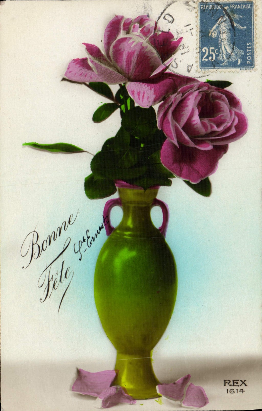 Flores de la fantasía de la POSTAL de la VENDIMIA
