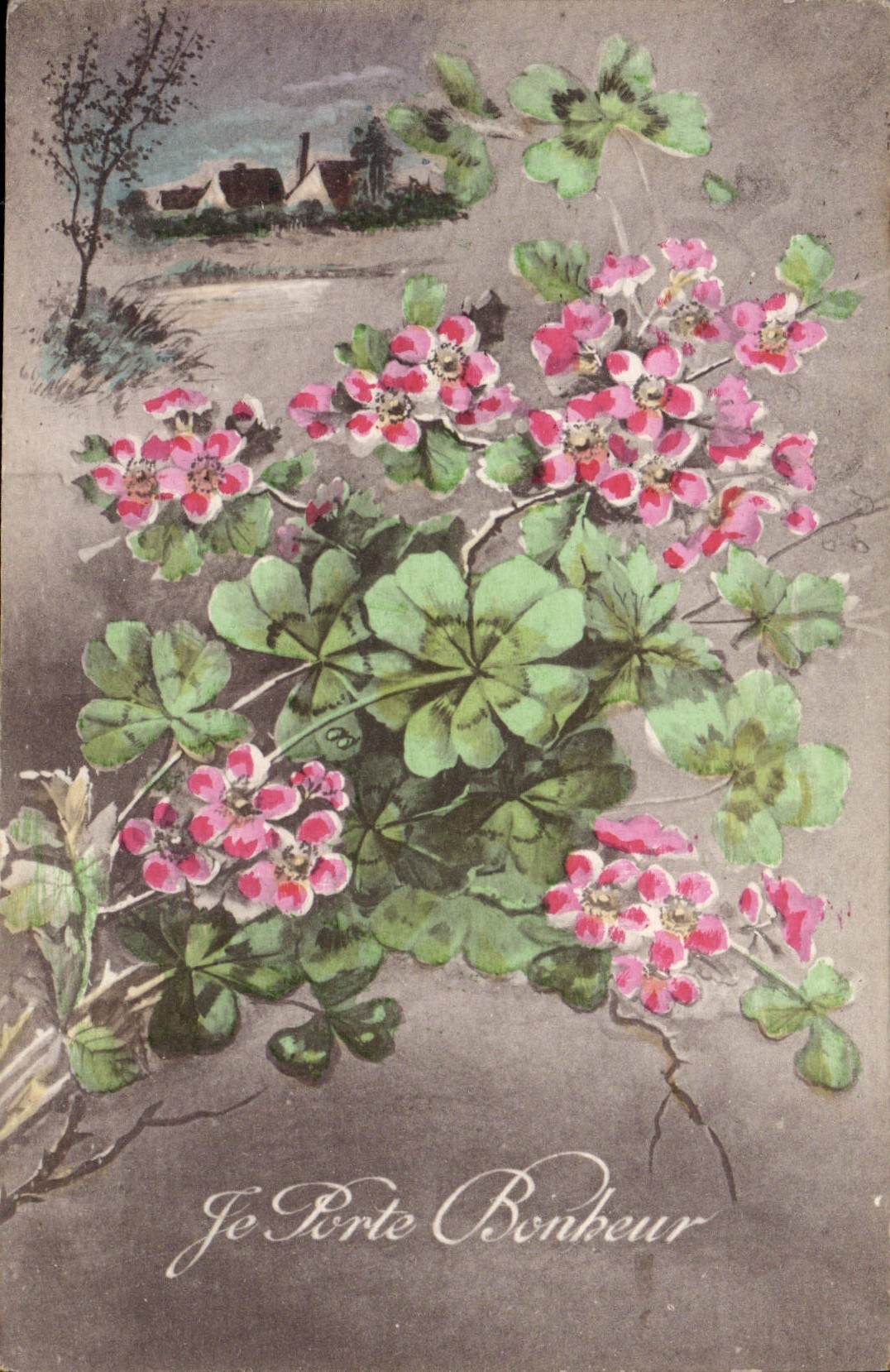 La fantasía de la POSTAL de la VENDIMIA florece el trébol