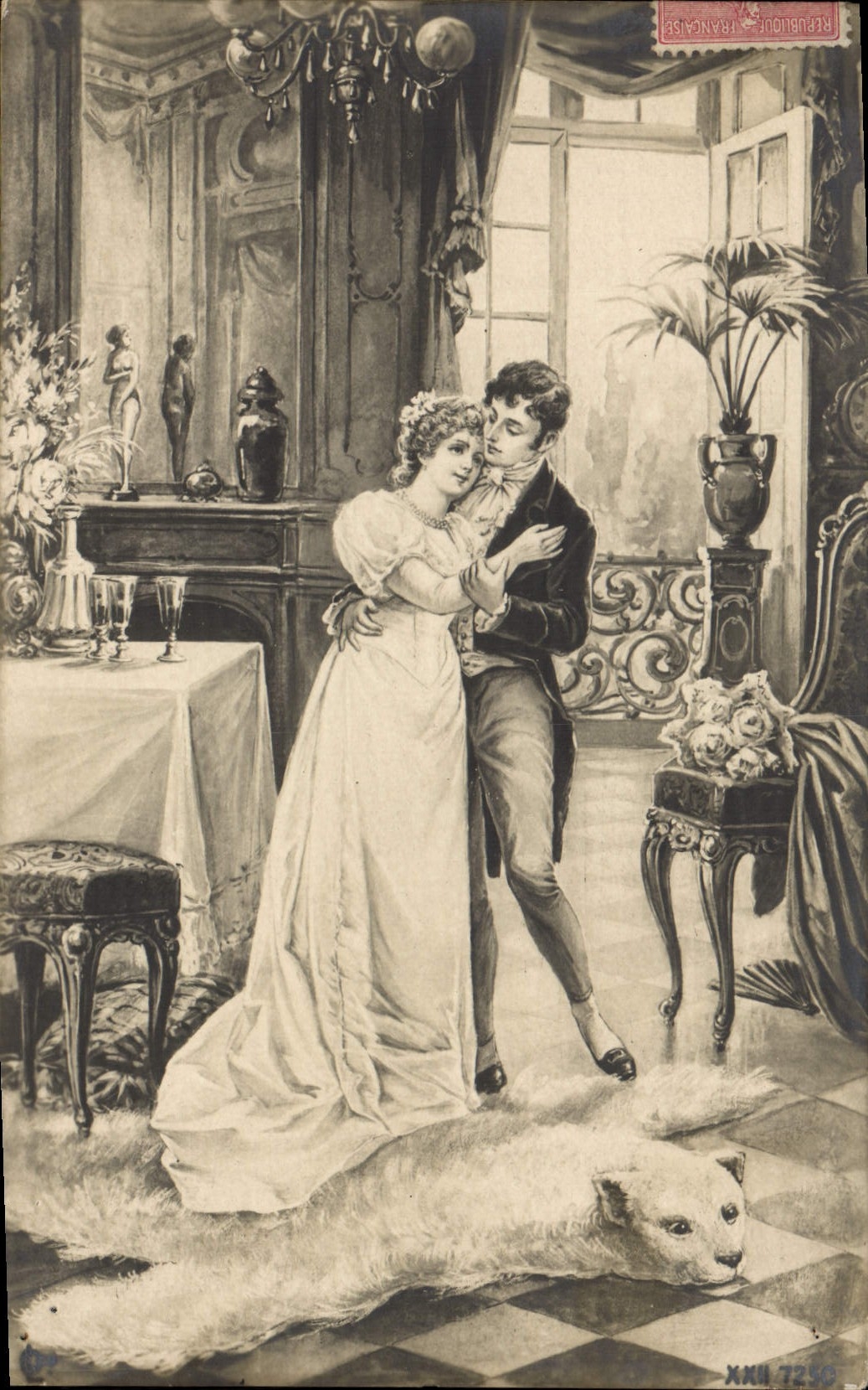 CPA Fantaisie Femme ours blanc 