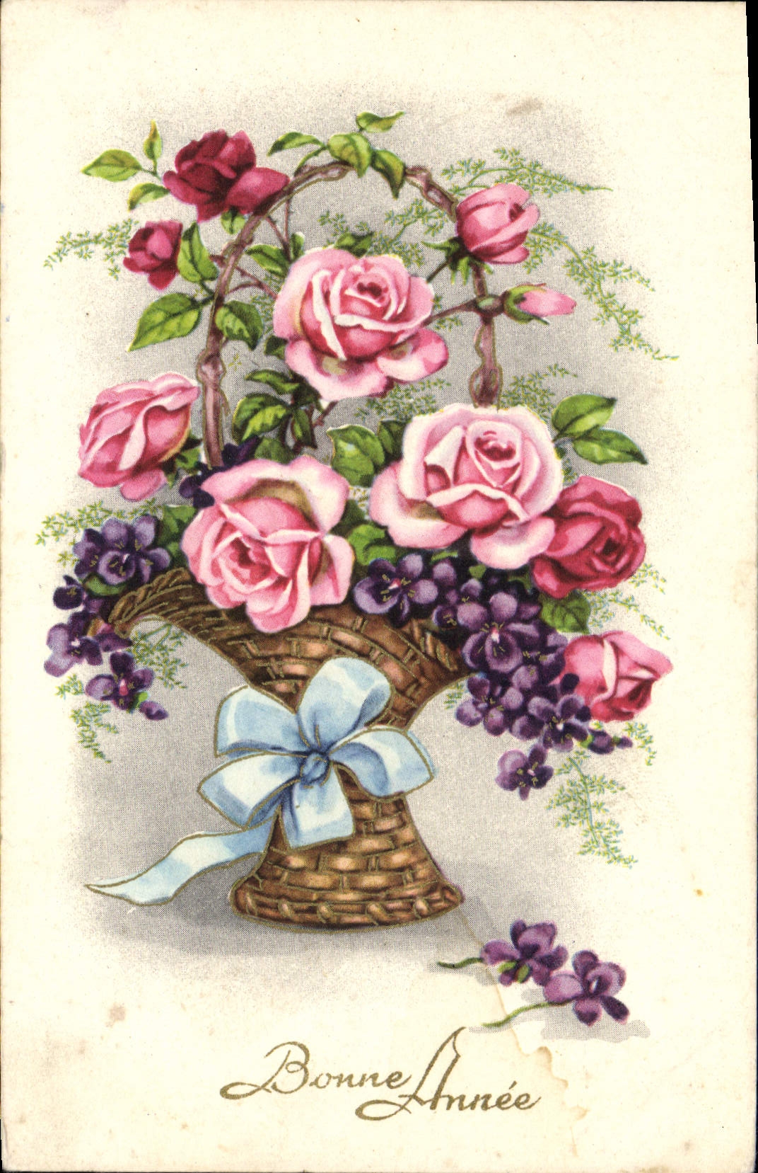 Flores de la fantasía de la POSTAL de la VENDIMIA