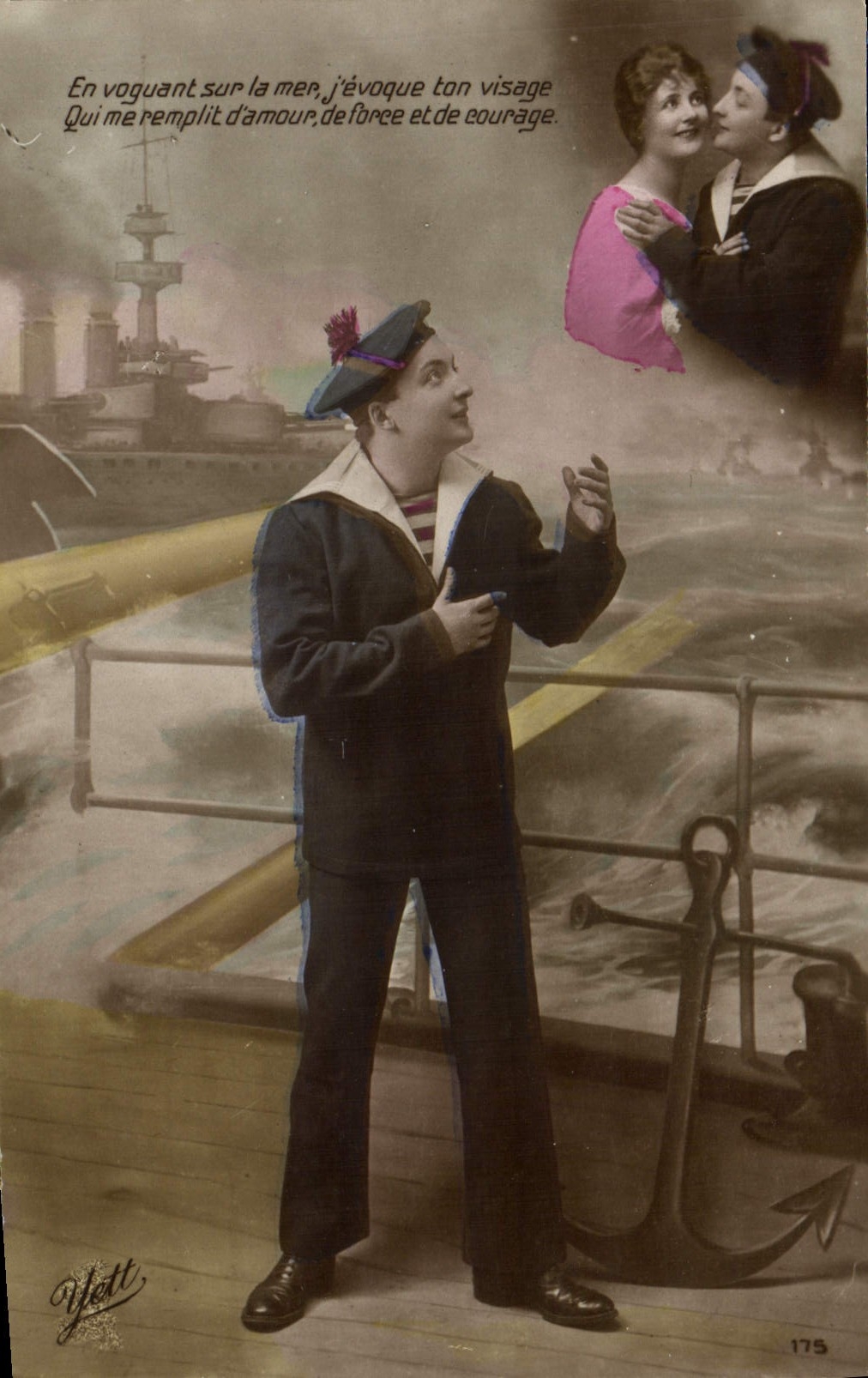 CPA Fantaisie Femme Homme Marin Bateau