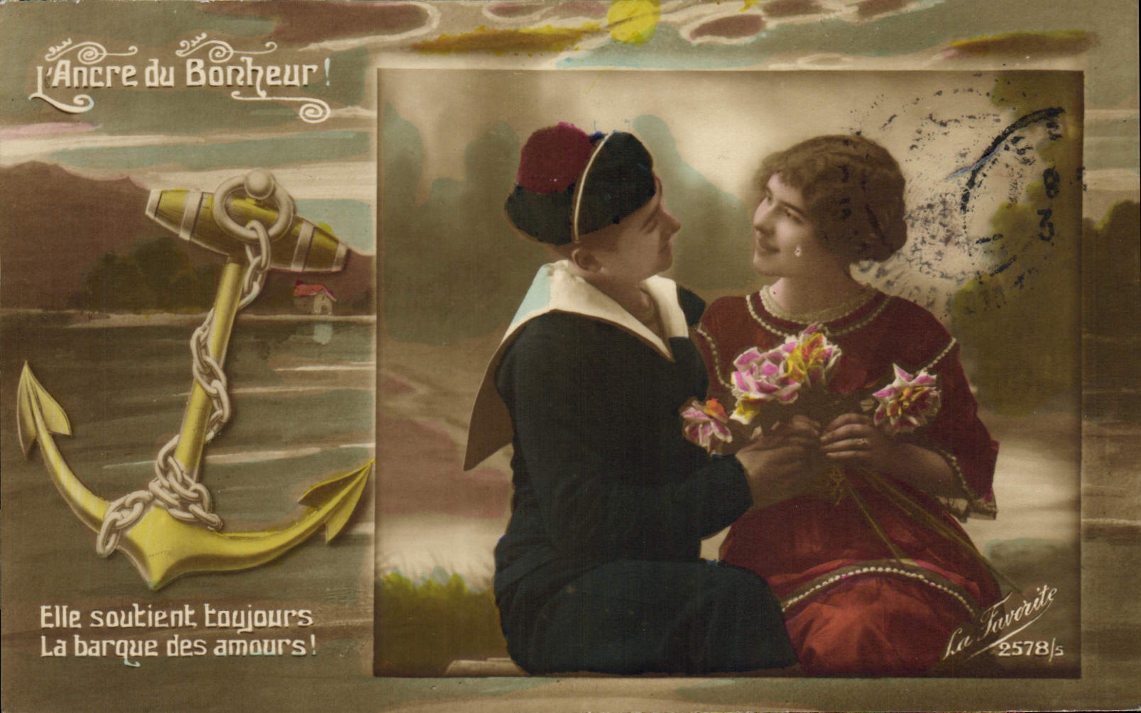 CPA Fantaisie Femme Marin Ancre de mer