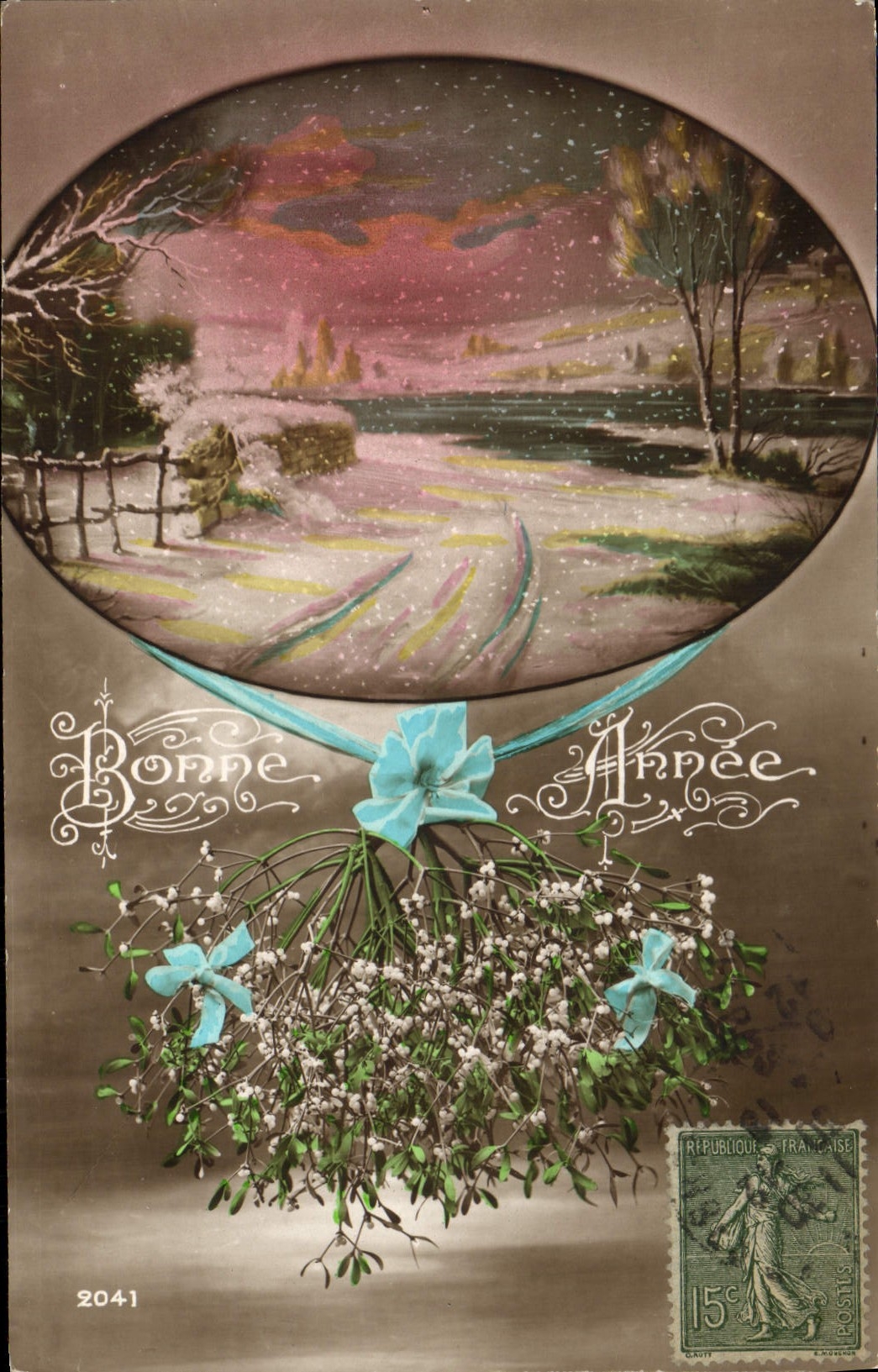 Flores de la fantasía de la POSTAL de la VENDIMIA