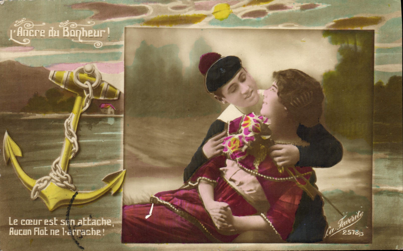 CPA Fantaisie Femme Marin Ancre de mer