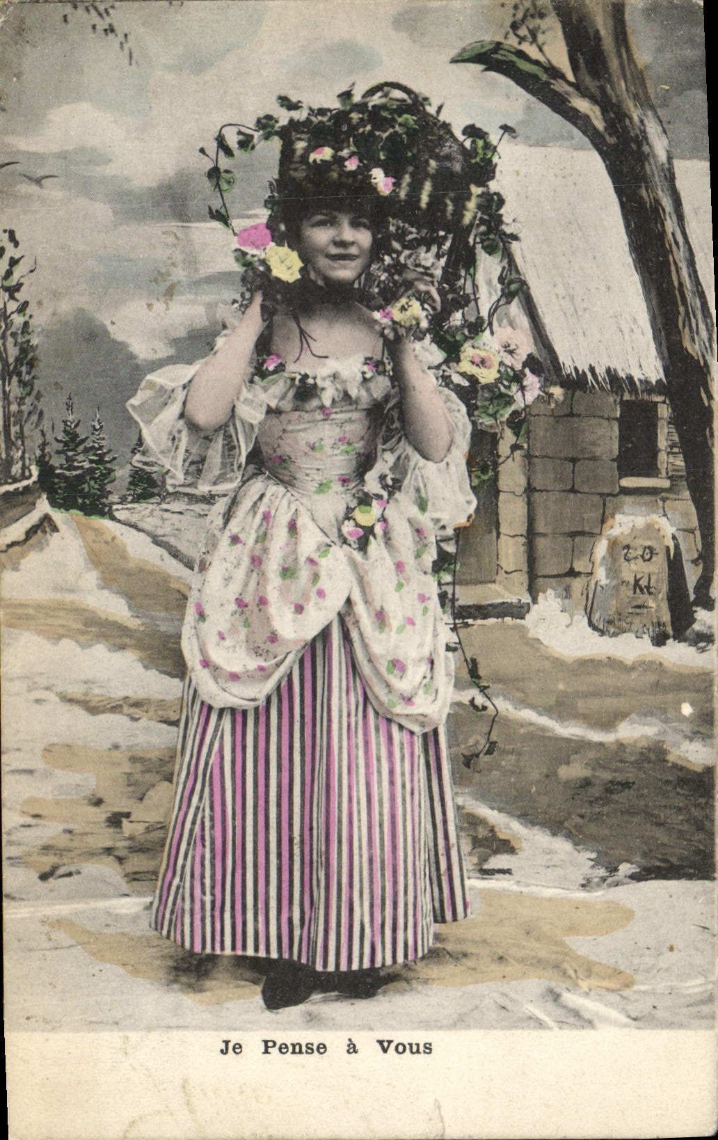 CPA Fantaisie Femme Je pense a vous 