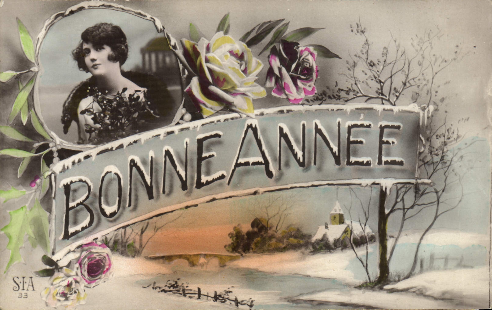 VINTAGE POSTCARD Fantasy Woman Happy New Year