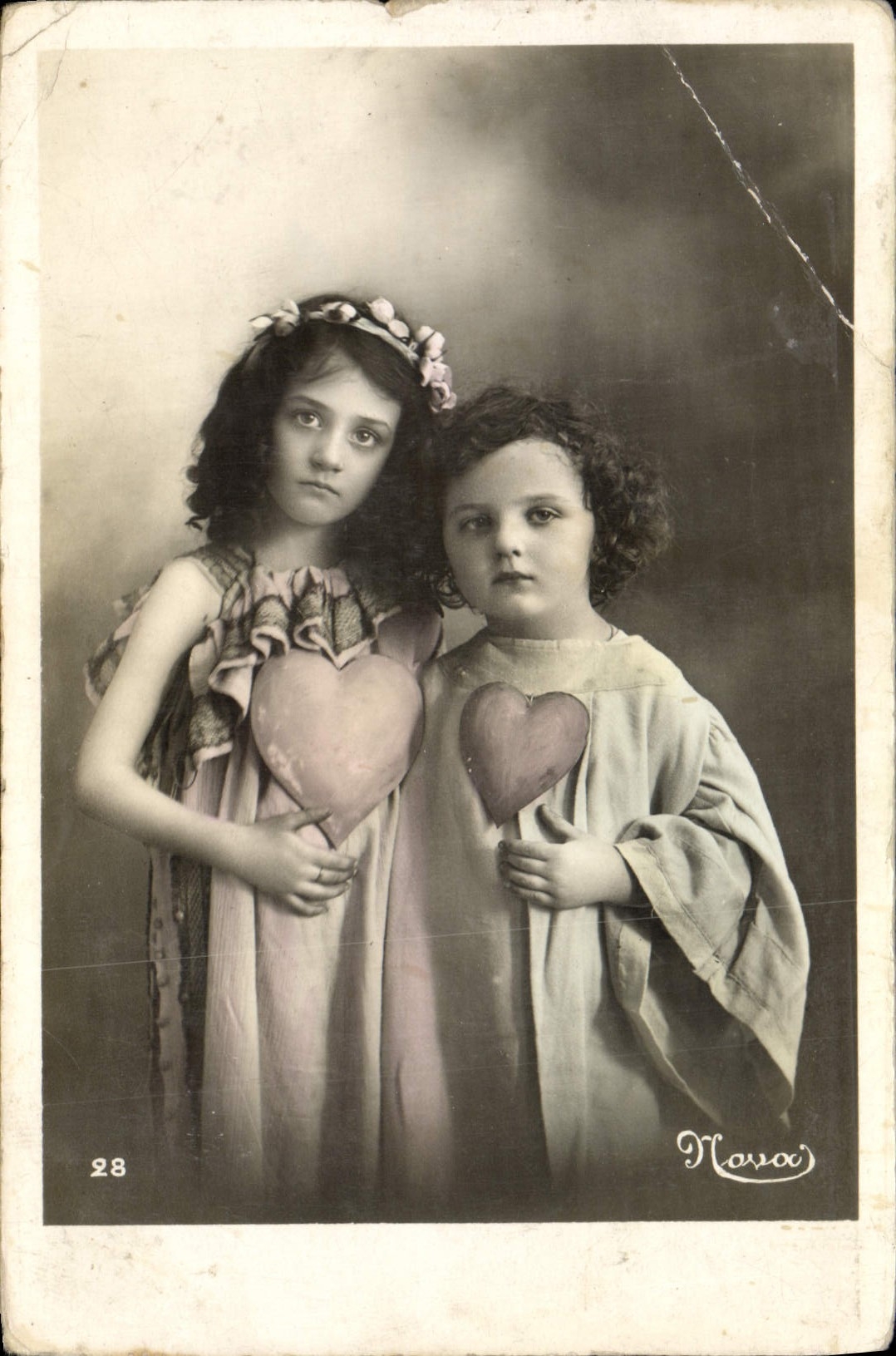 CPA Fantaisie Enfants Coeur