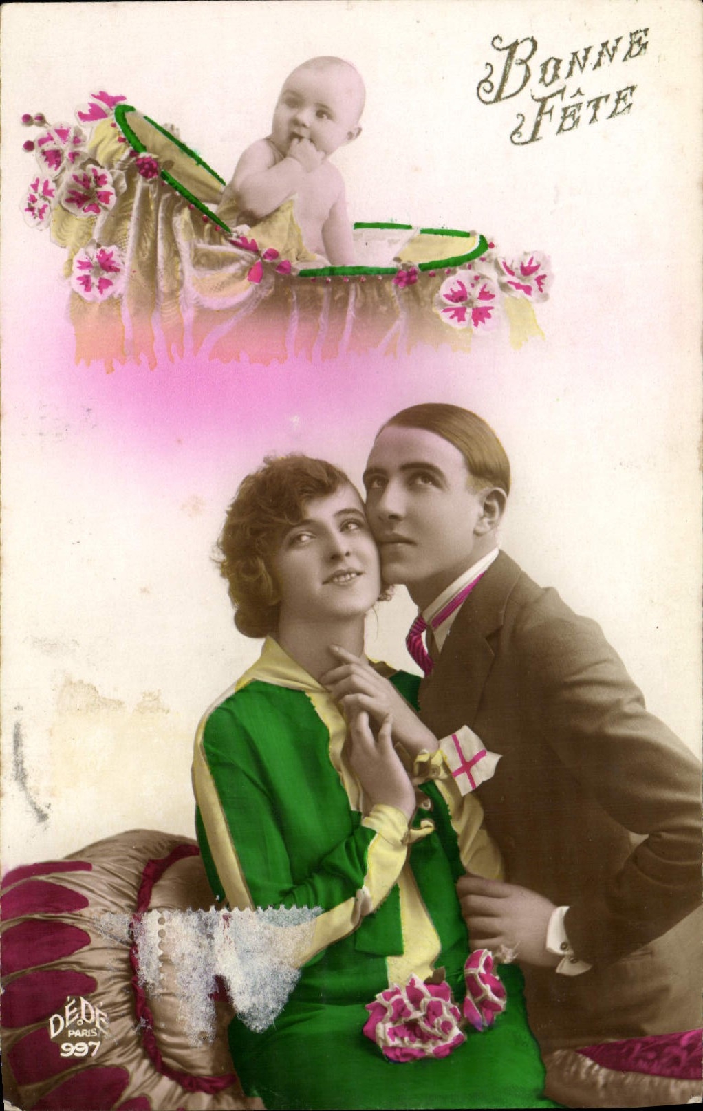 Bebé de la mujer de la fantasía de la POSTAL de la VENDIMIA