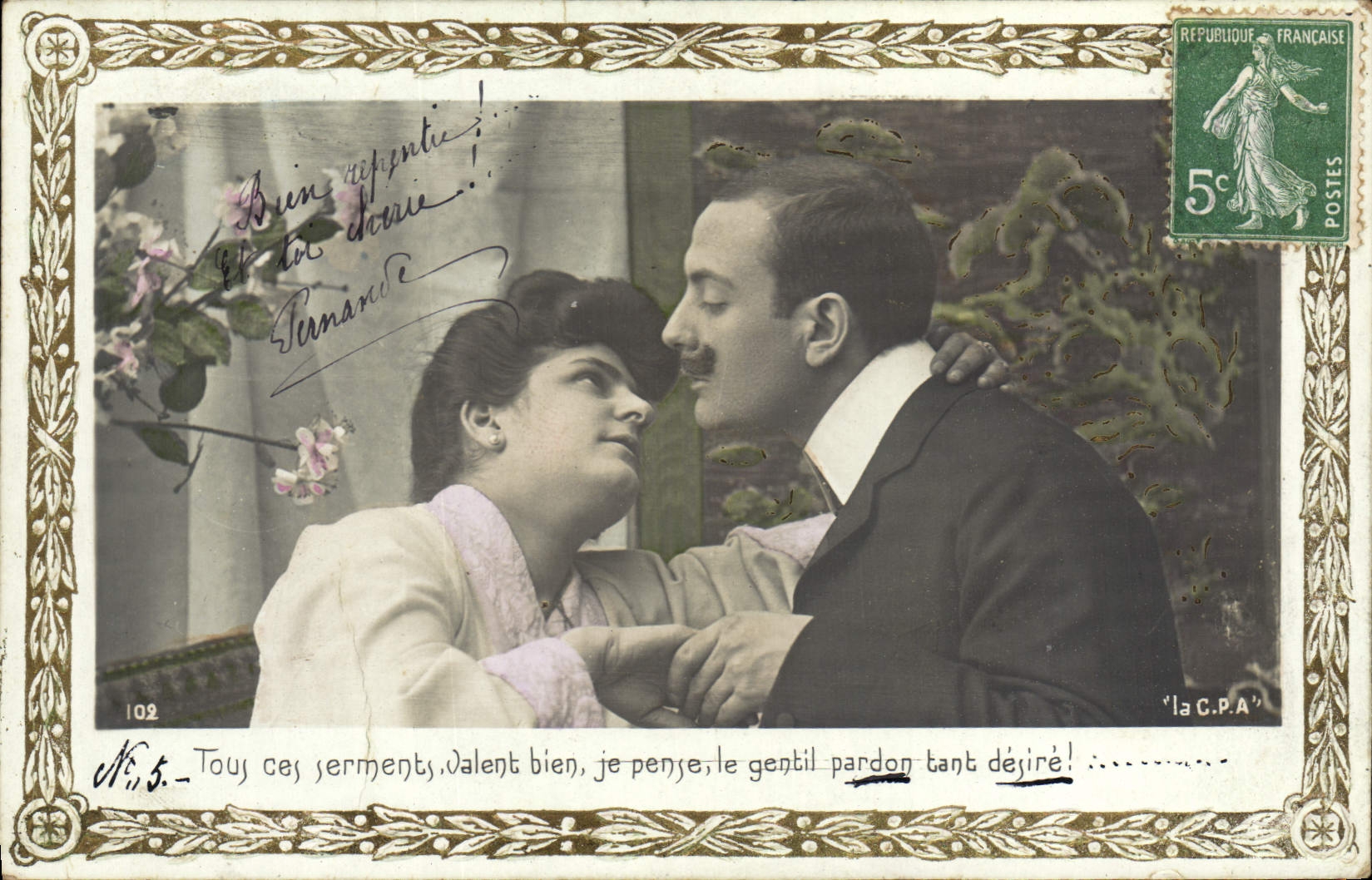 Mujer de la fantasía de la POSTAL de la VENDIMIA