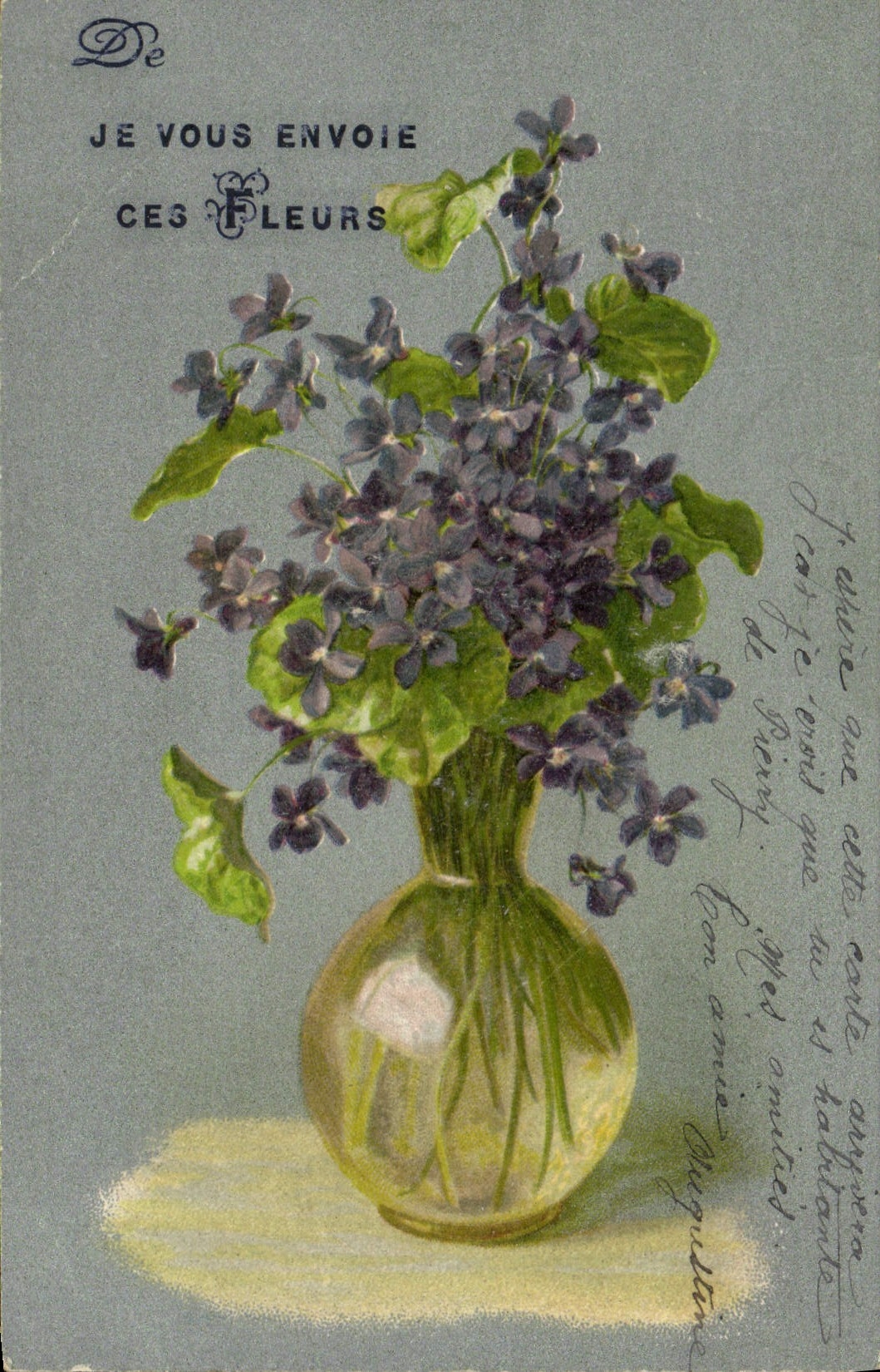 Flores de la fantasía de la POSTAL de la VENDIMIA