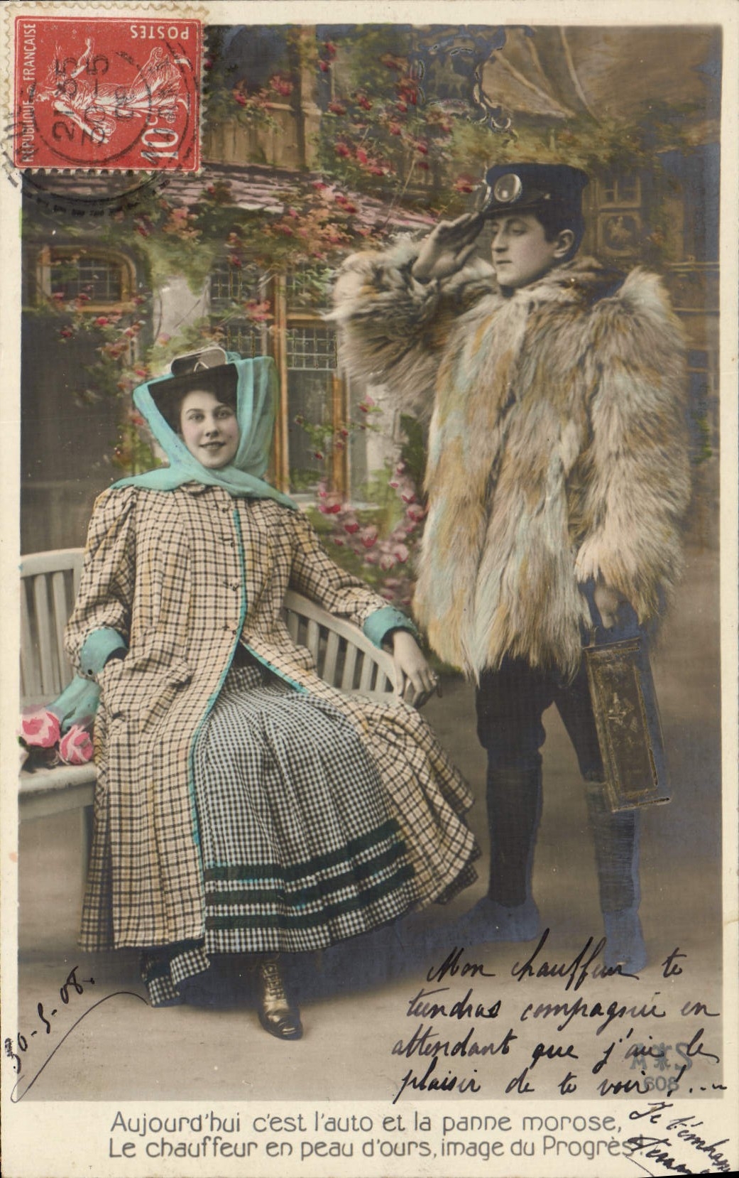 Mujer de la fantasía de la POSTAL de la VENDIMIA