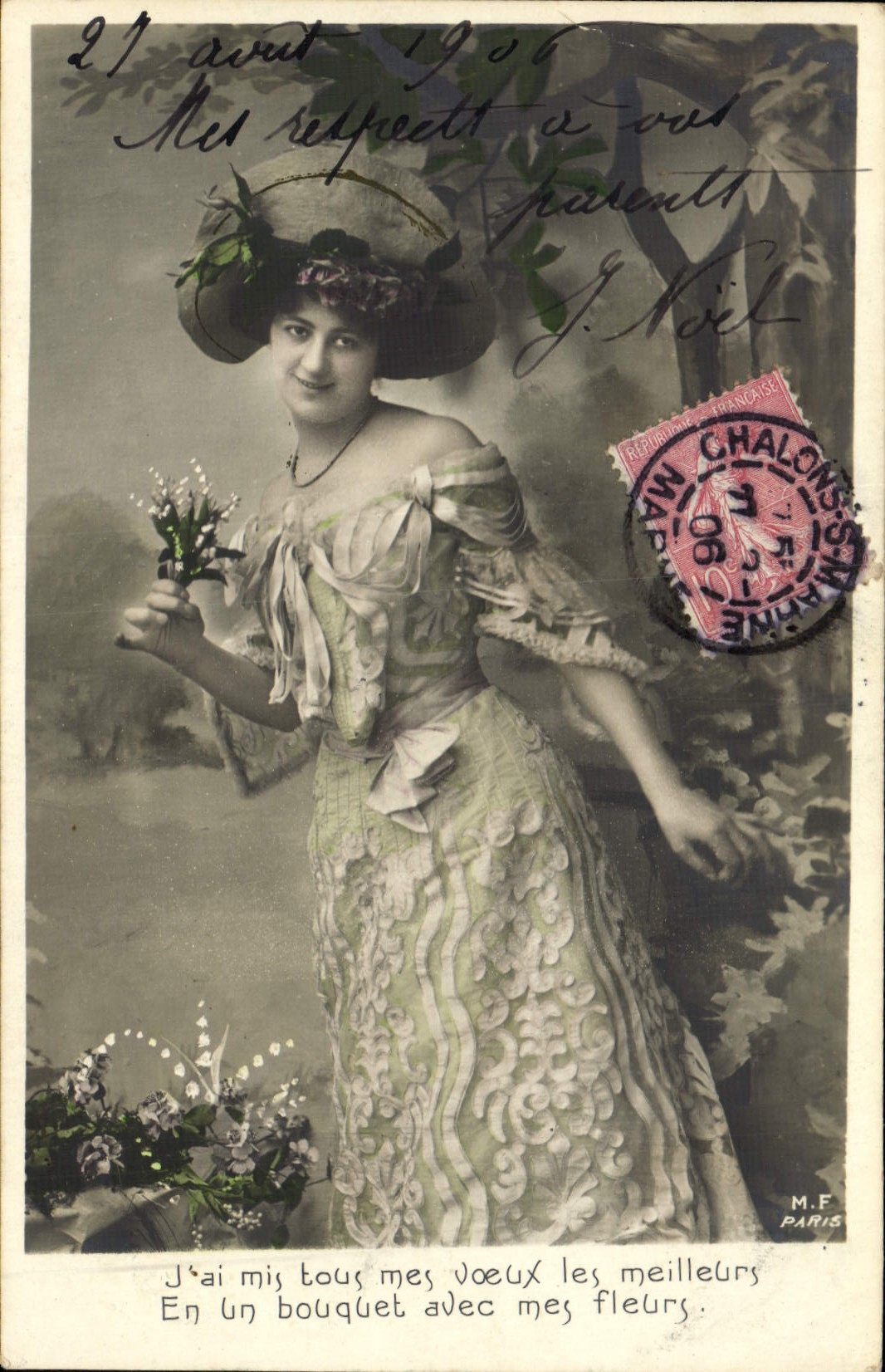 Mujer de la fantasía de la POSTAL de la VENDIMIA