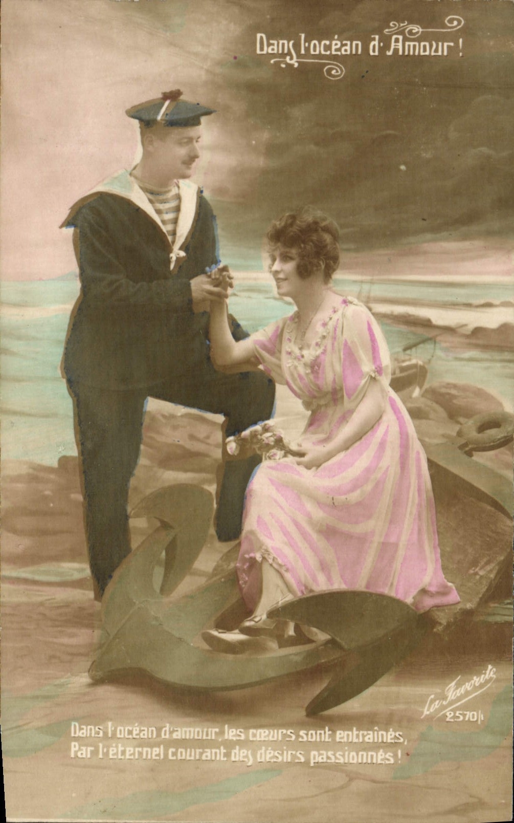 Marinero de la mujer de la fantasía de la POSTAL de la VENDIMIA