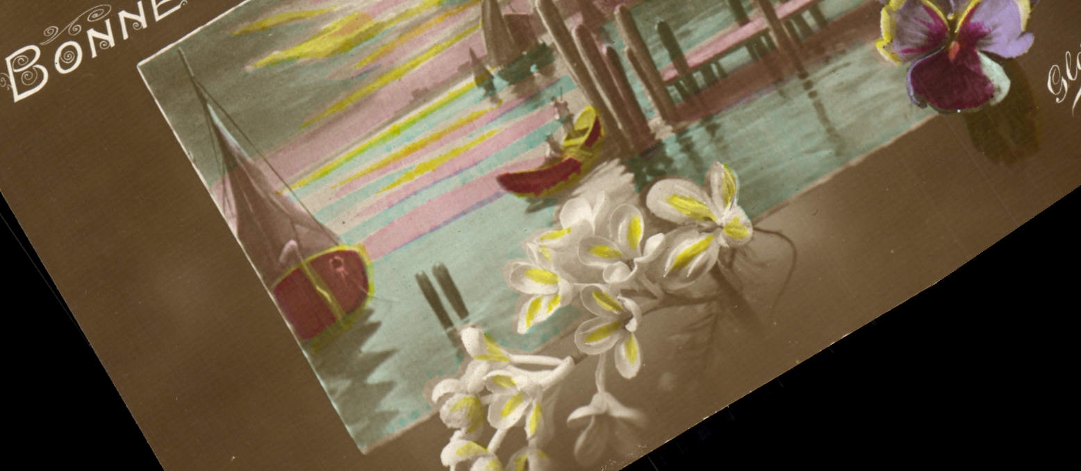 Flores de la fantasía de la POSTAL de la VENDIMIA