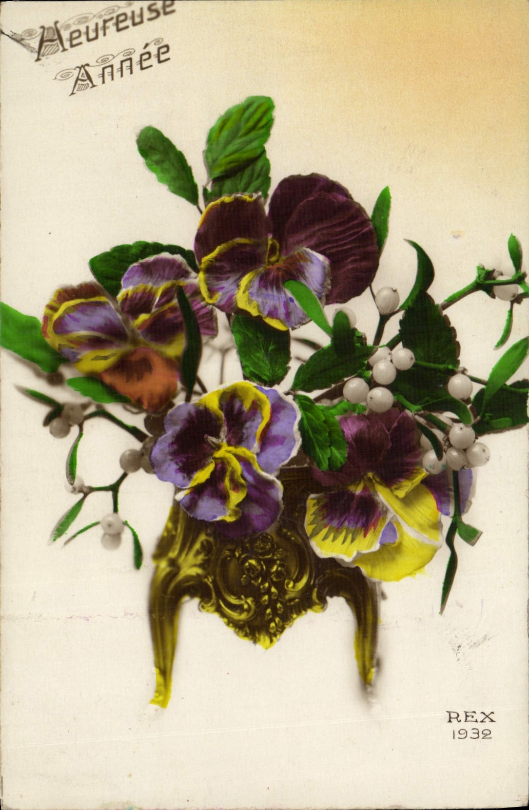 Flores de la fantasía de la POSTAL de la VENDIMIA