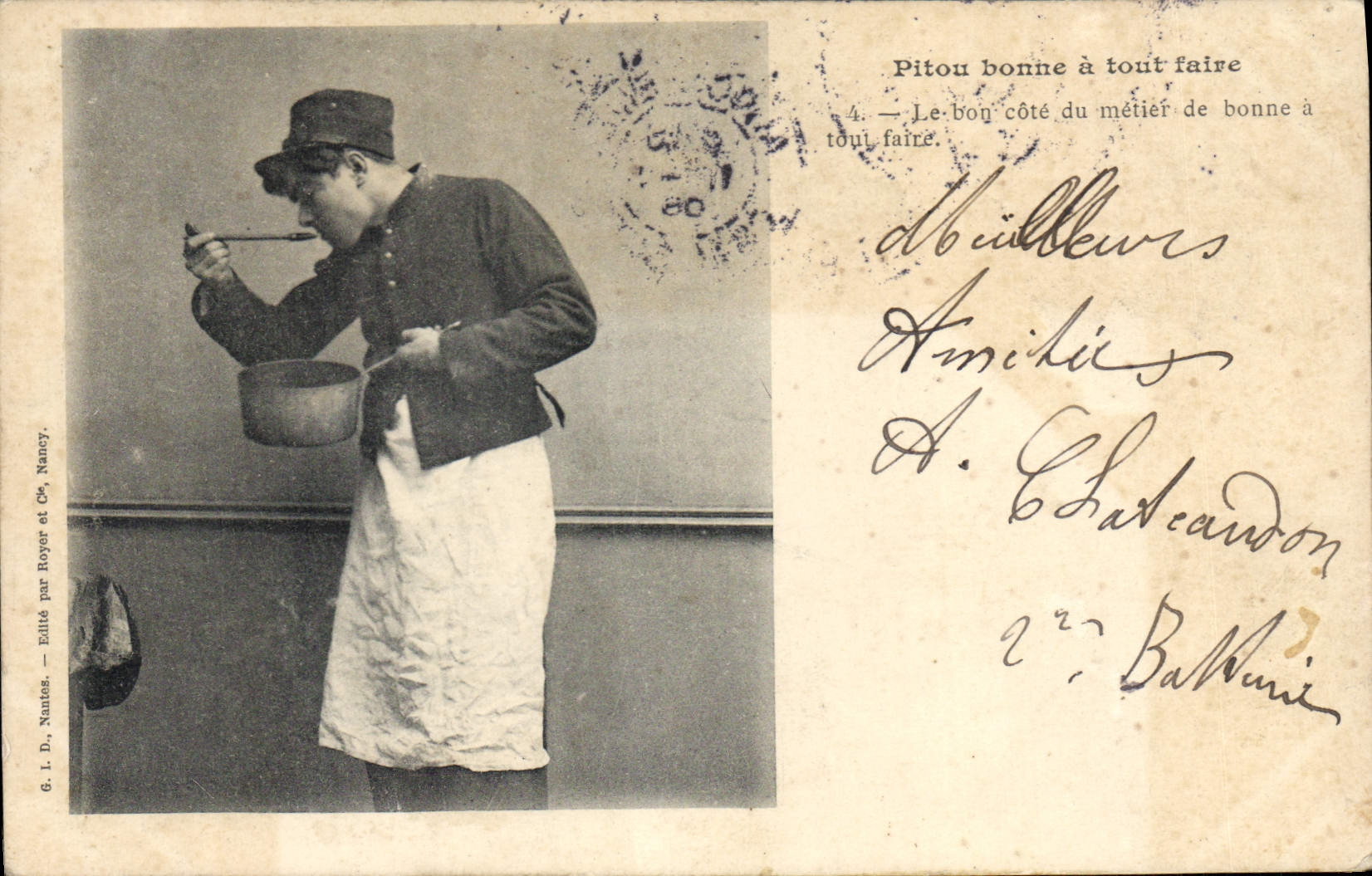 CPA Fantaisie Homme Pitou bonne a tout faire Militaria 