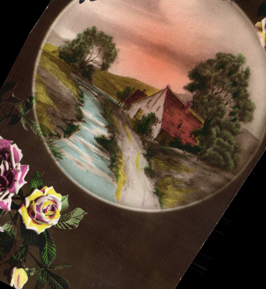 Flores de la fantasía de la POSTAL de la VENDIMIA