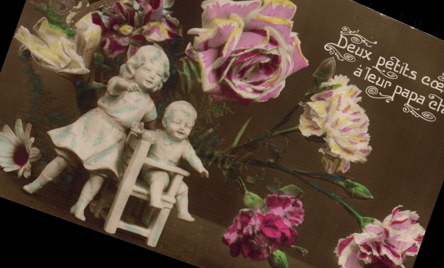 Flores de Santons de la fantasía de la POSTAL de la VENDIMIA