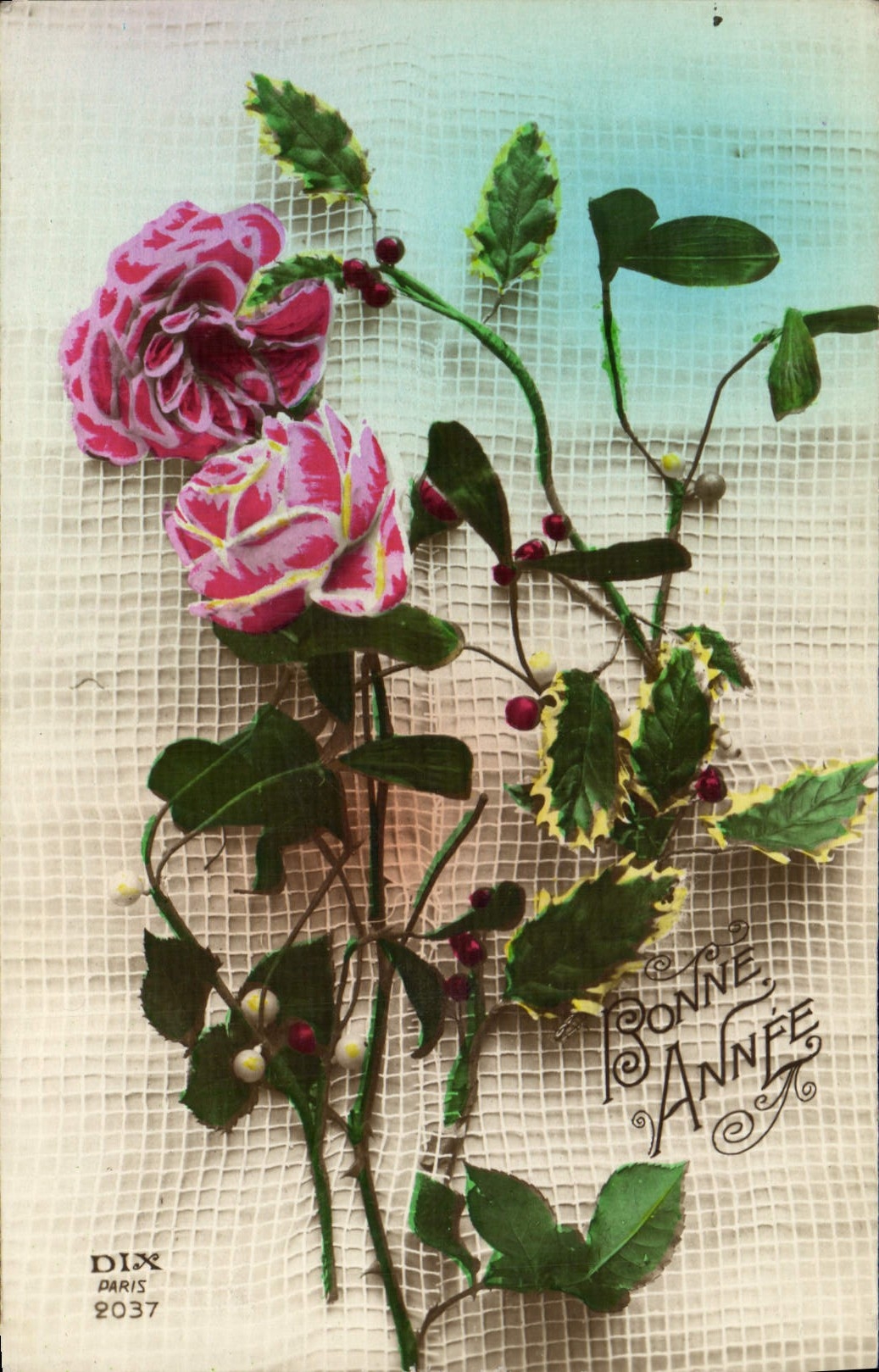 Flores de la fantasía de la POSTAL de la VENDIMIA