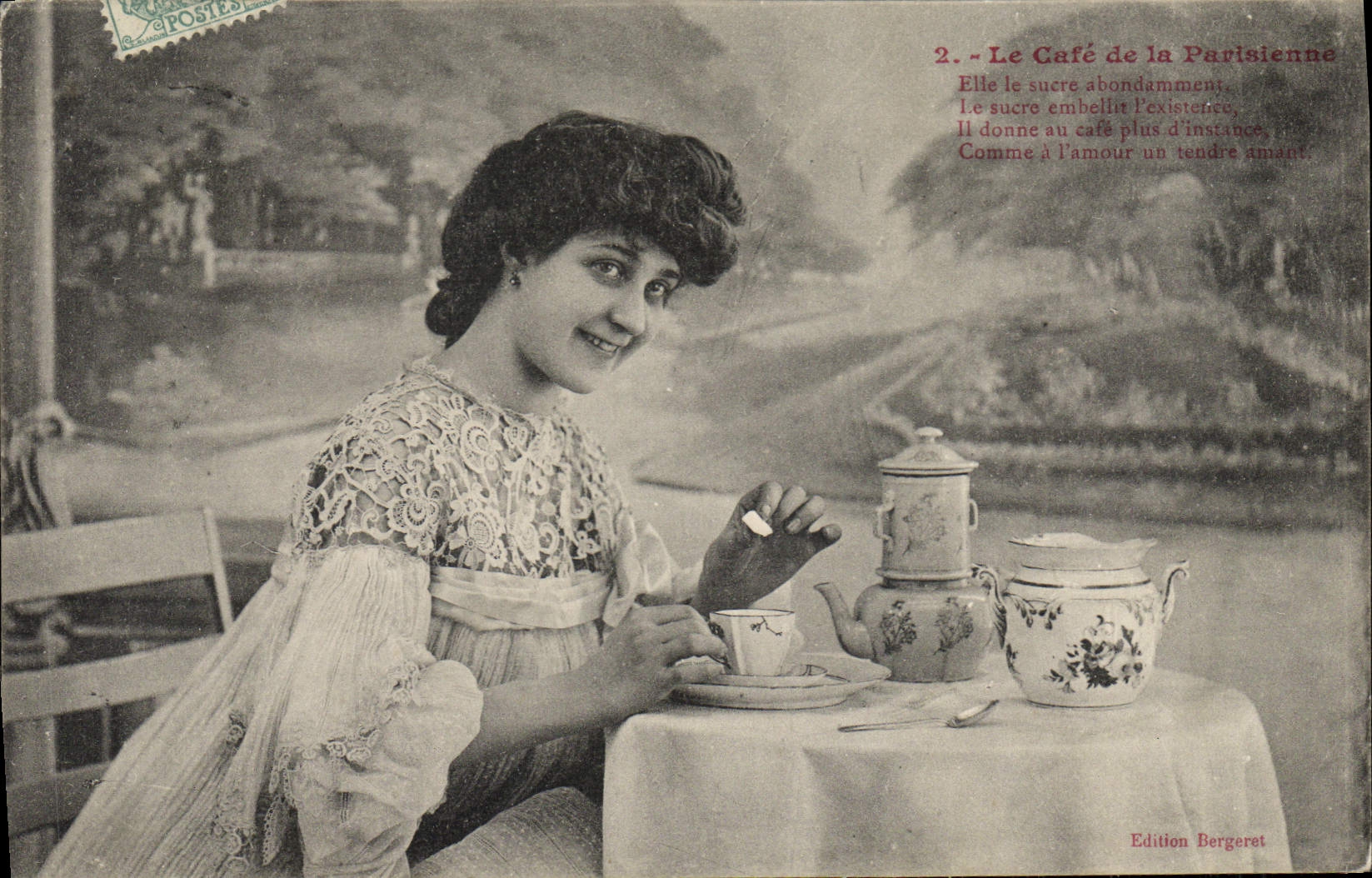 CPA Fantaisie Femme Le cafe de la parisienne 