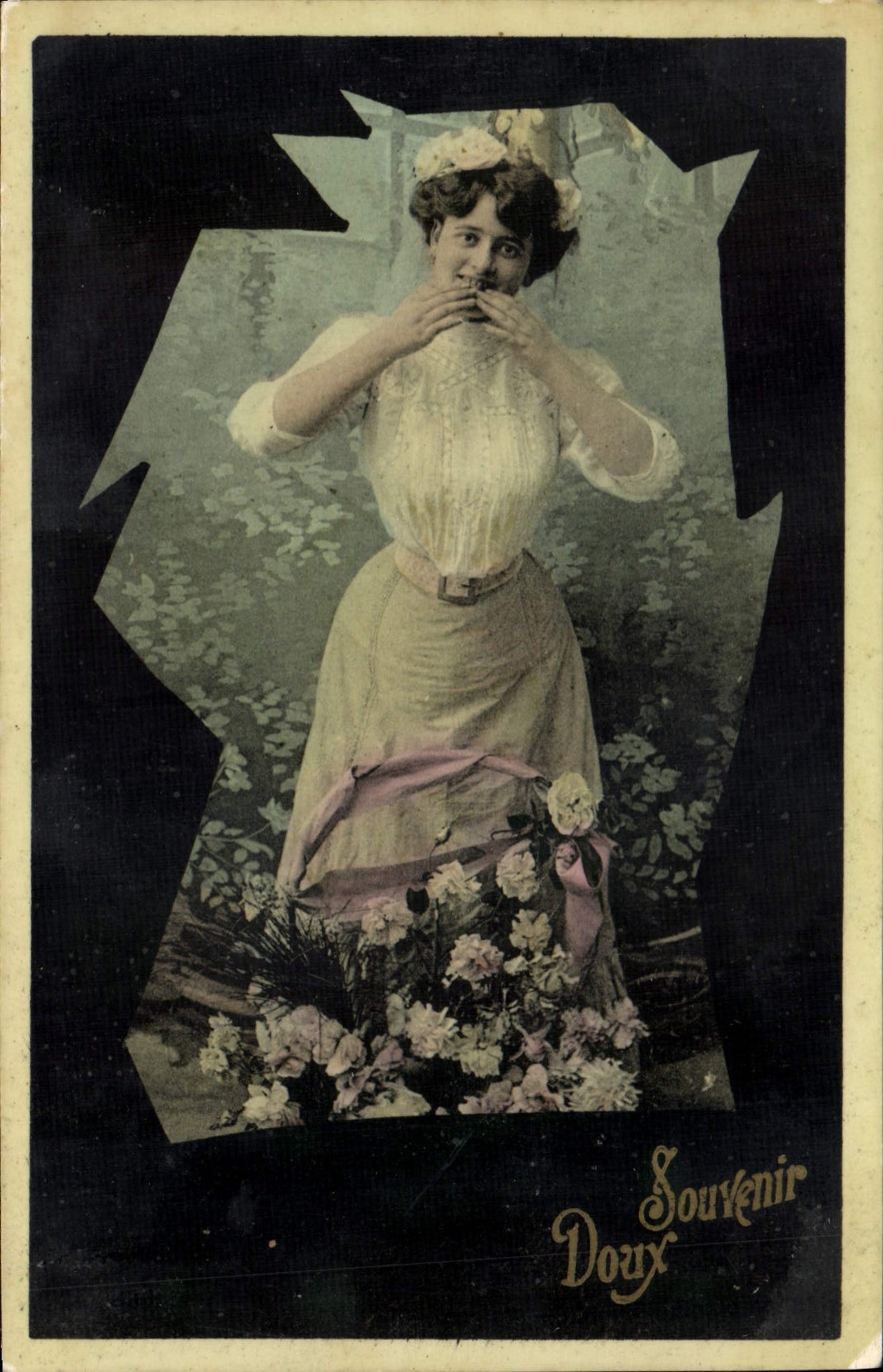 Mujer de la fantasía de la POSTAL de la VENDIMIA