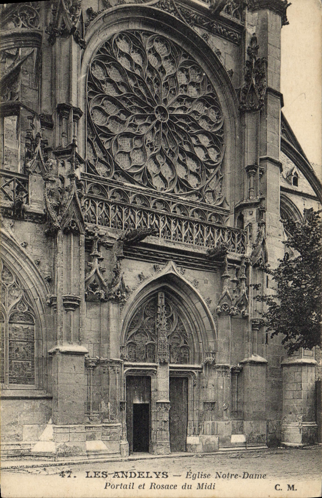 VINTAGE POSTCARD Andelys Church Notre Dame Gate And Rosette Of the South