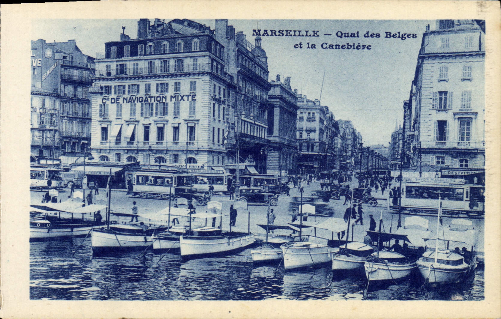 CPA Marseille Quai Des Belges Et La Canebiere Bateaux